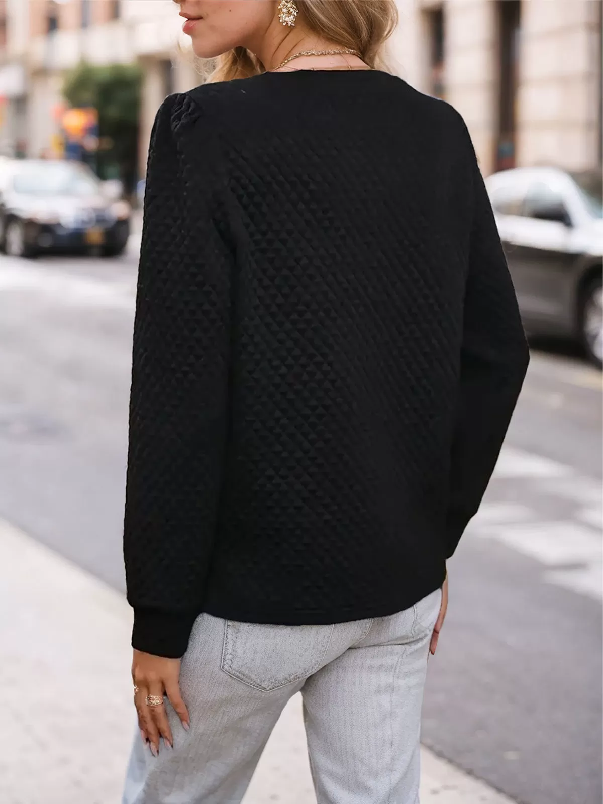 Round Neck Puff Long Sleeve Sweatshirt, 3 of 6