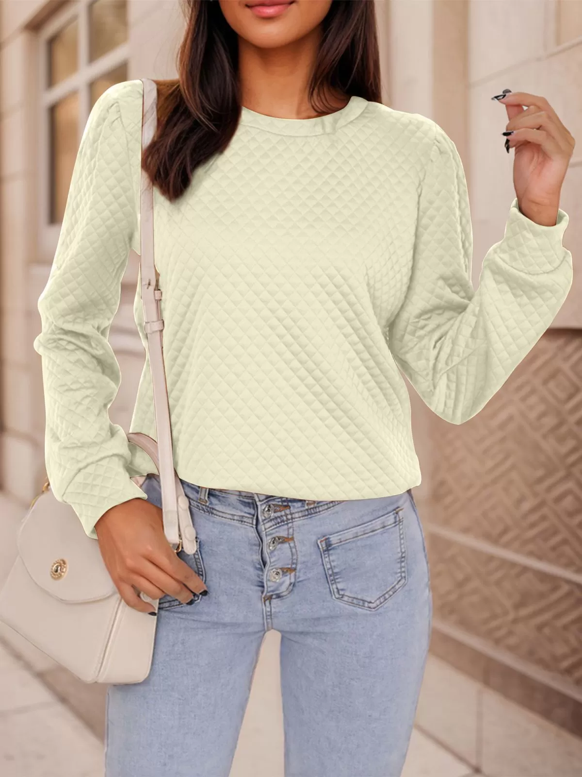Round Neck Puff Long Sleeve Sweatshirt, 4 of 5
