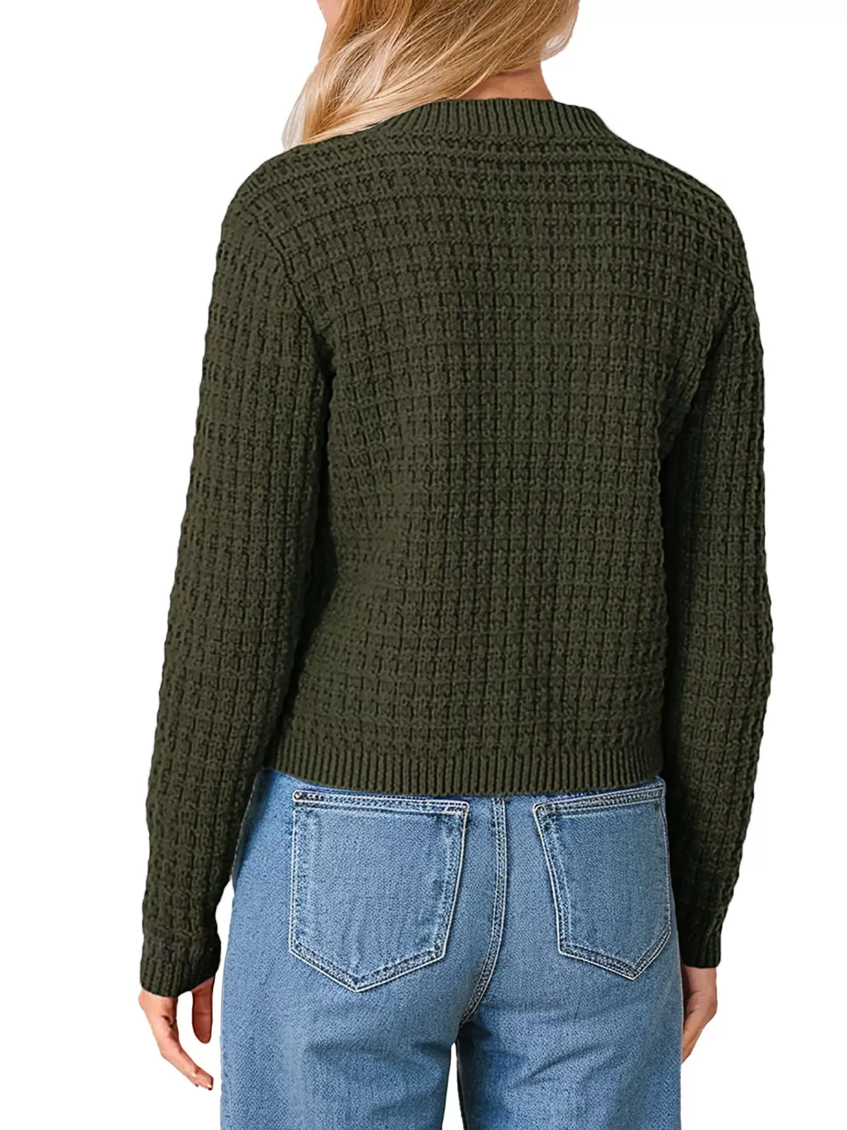 Round Neck Long Sleeve Woolen Cardigan, 3 of 4