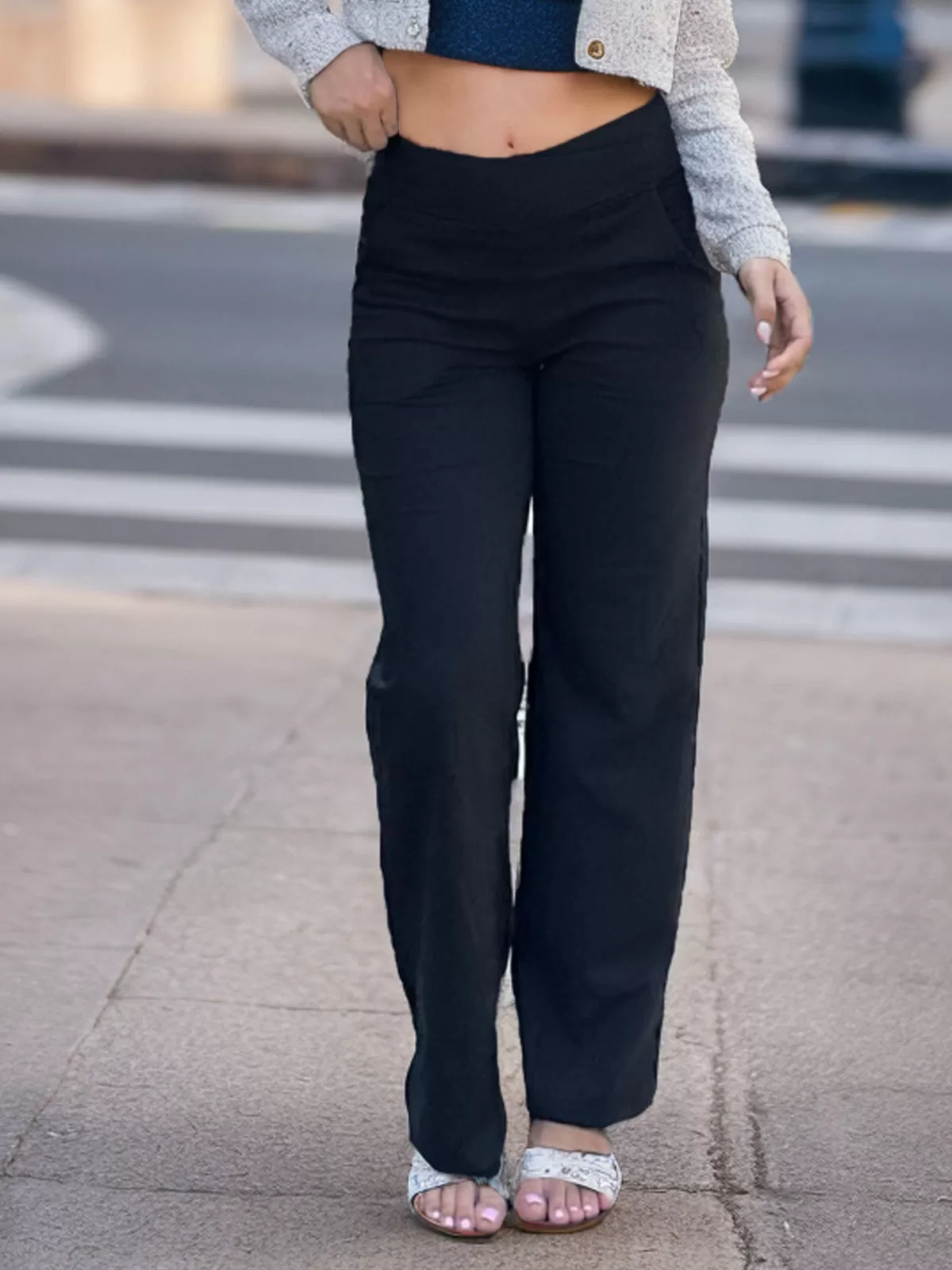 High Rise Knit Straight Leg Pants, 2 of 3