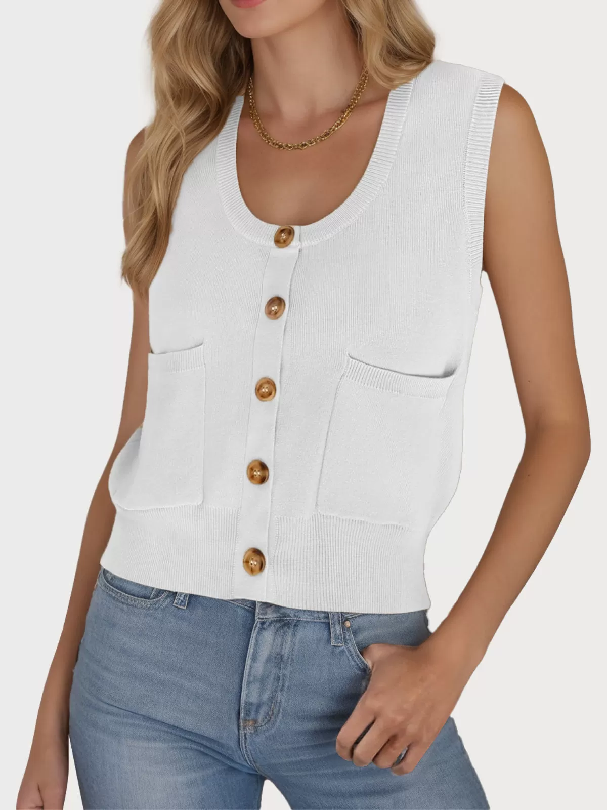 Crocheting Round Neck Sleeveless Crocheted Sweater, 1 of 5