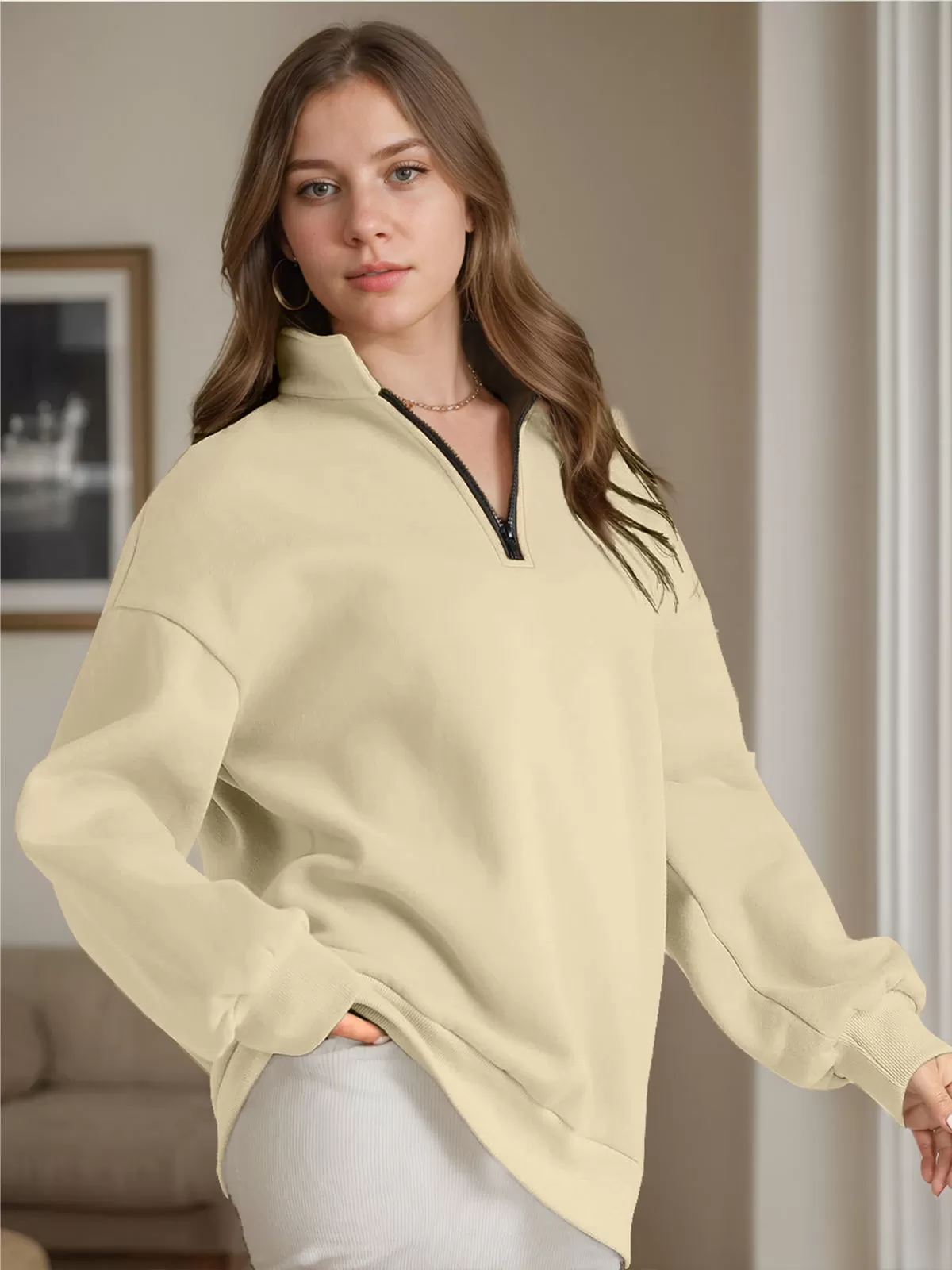 Stand Collar Long Sleeve Sweatshirt, 2 of 5