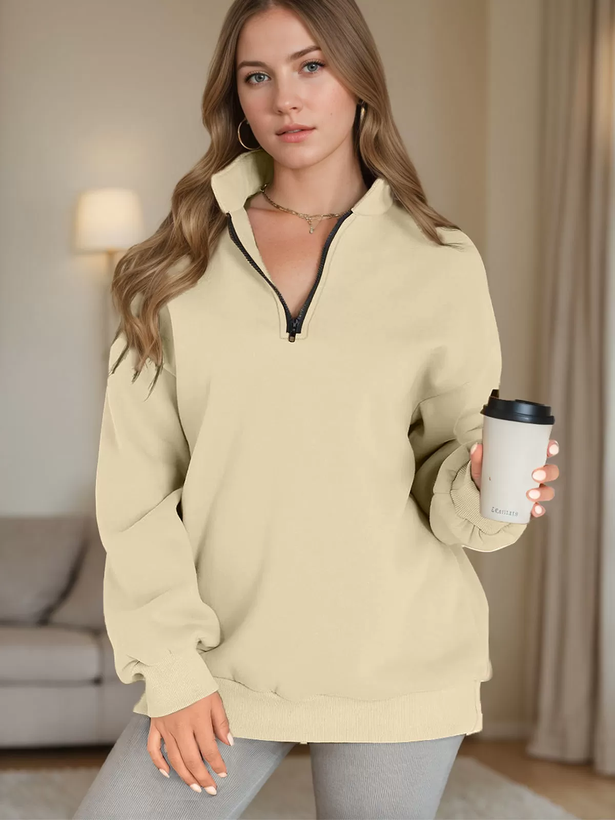 Stand Collar Long Sleeve Sweatshirt, 4 of 5