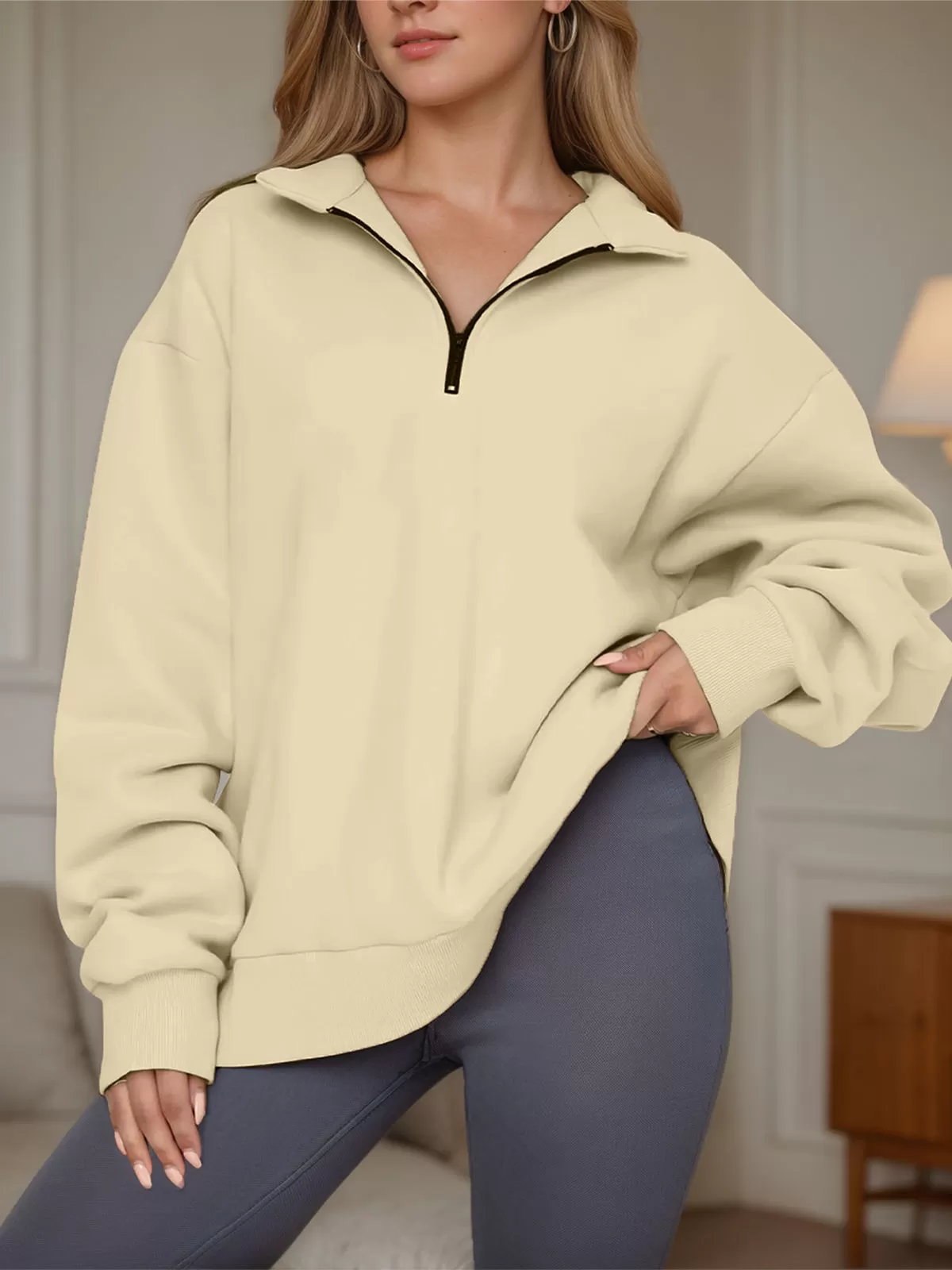 Stand Collar Long Sleeve Sweatshirt, 5 of 5