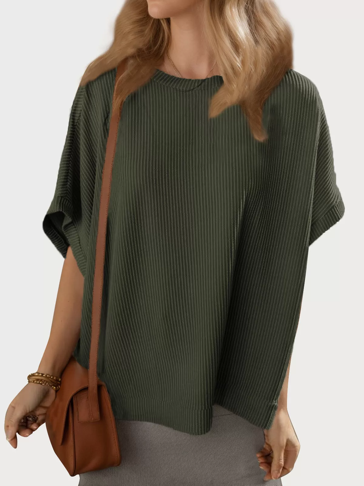 Round Neck Short Sleeve Blouse, 1 of 5