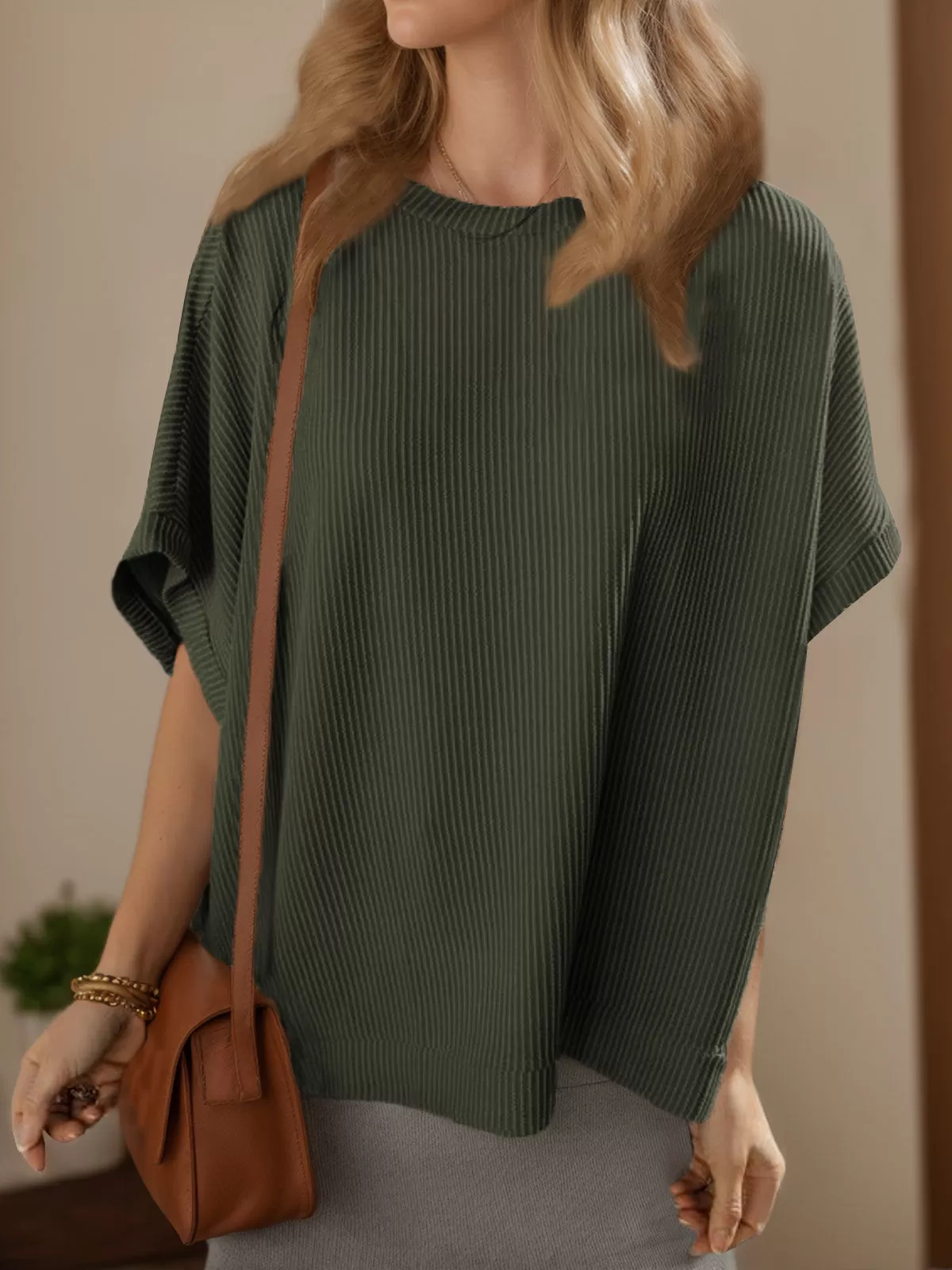 Round Neck Short Sleeve Blouse, 2 of 5