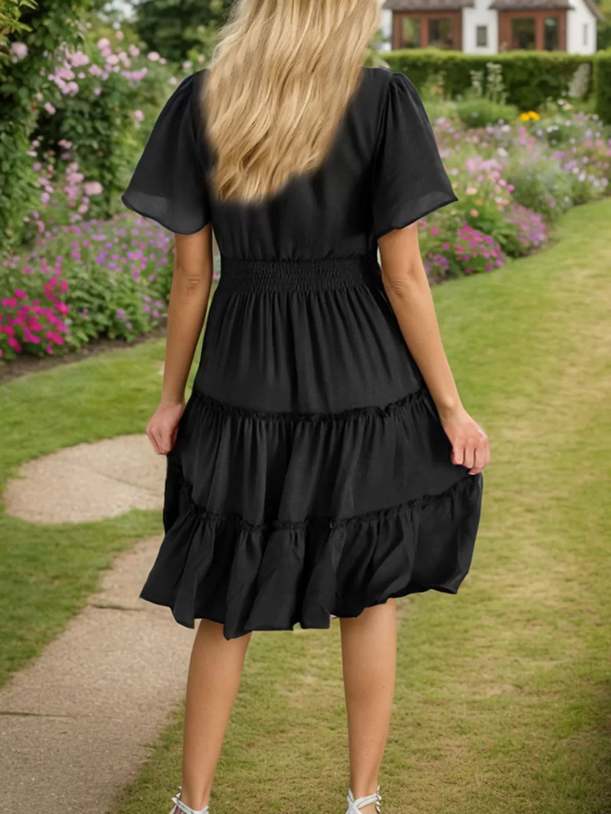Flounce Short Sleeve A-line Dress, 3 of 6
