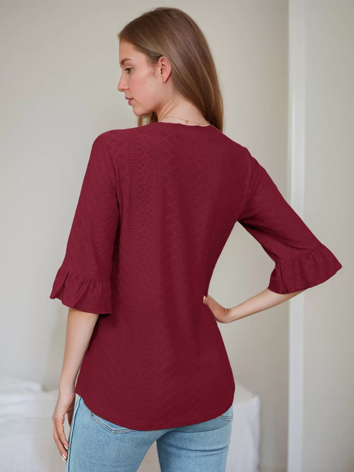 V-neck Flounce Blouse, 2 of 5