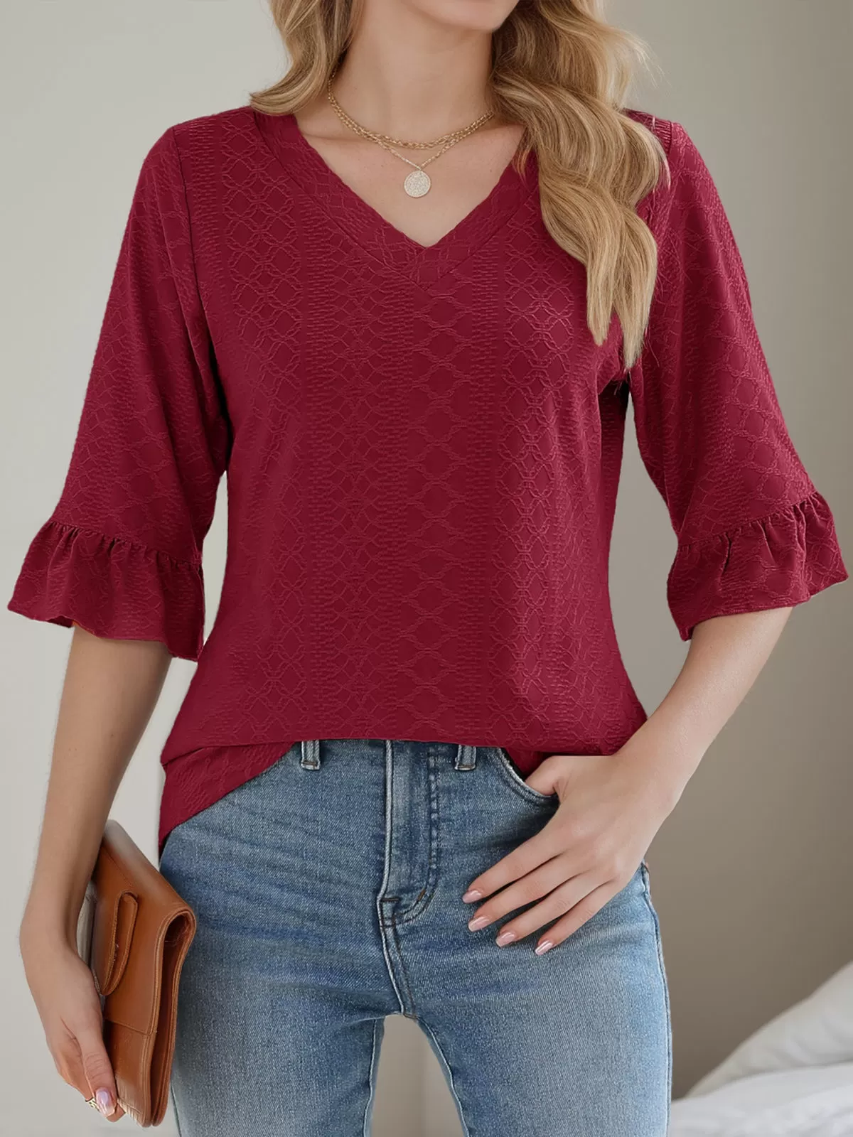 V-neck Flounce Blouse, 5 of 5