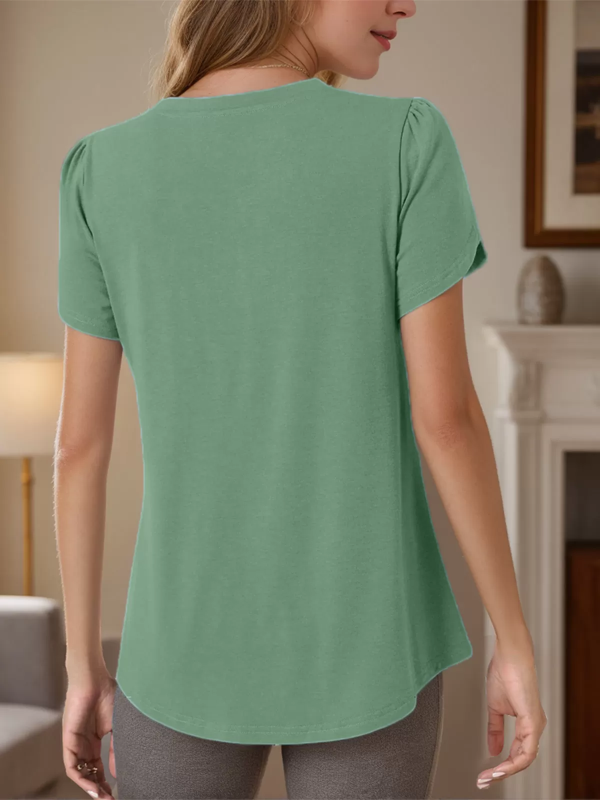 Round Neck Petal Short Sleeve Blouse, 2 of 5