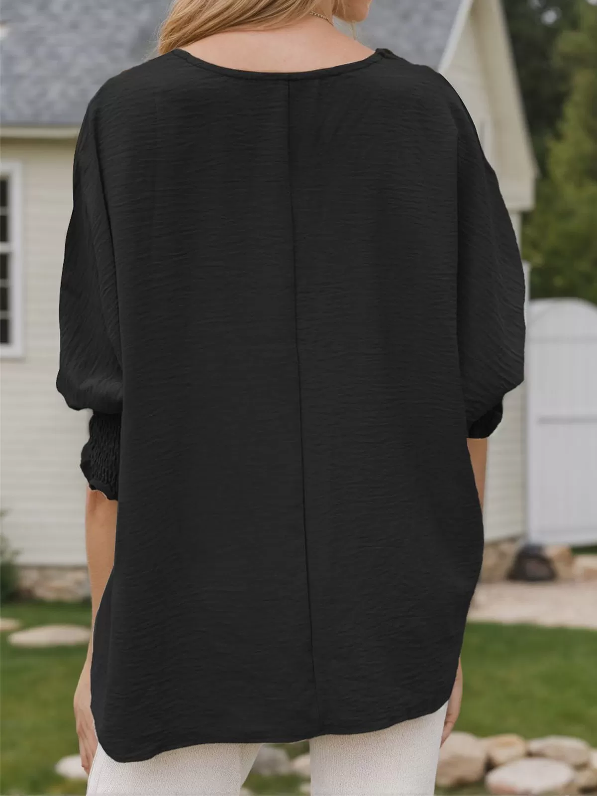 Pleating Round Neck Puff Blouse, 2 of 6