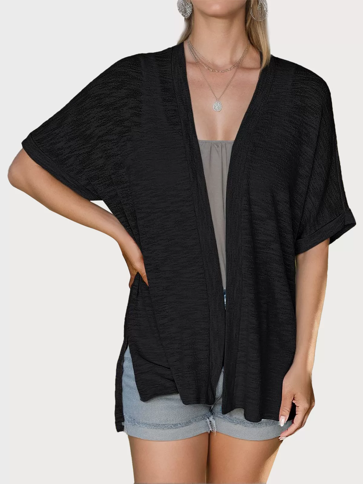 V-neck Short Sleeve Cardigan, 1 of 6