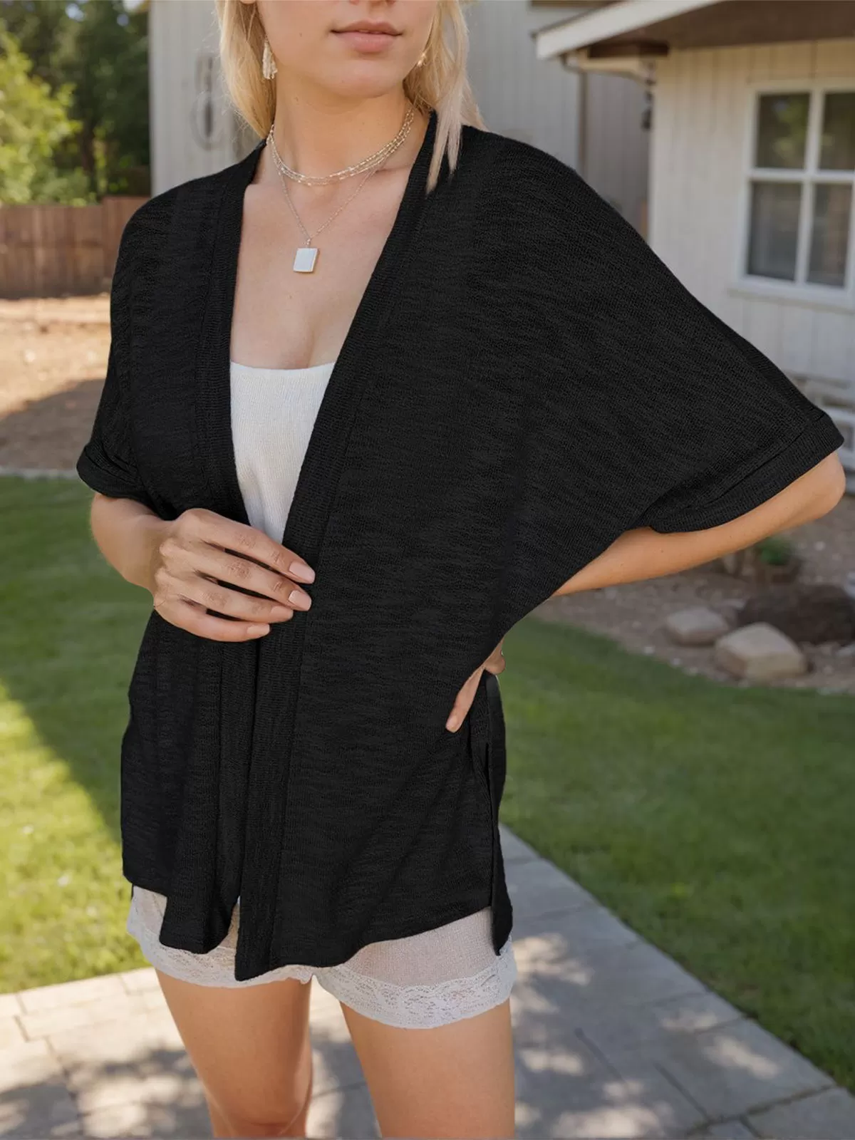 V-neck Short Sleeve Cardigan, 2 of 6