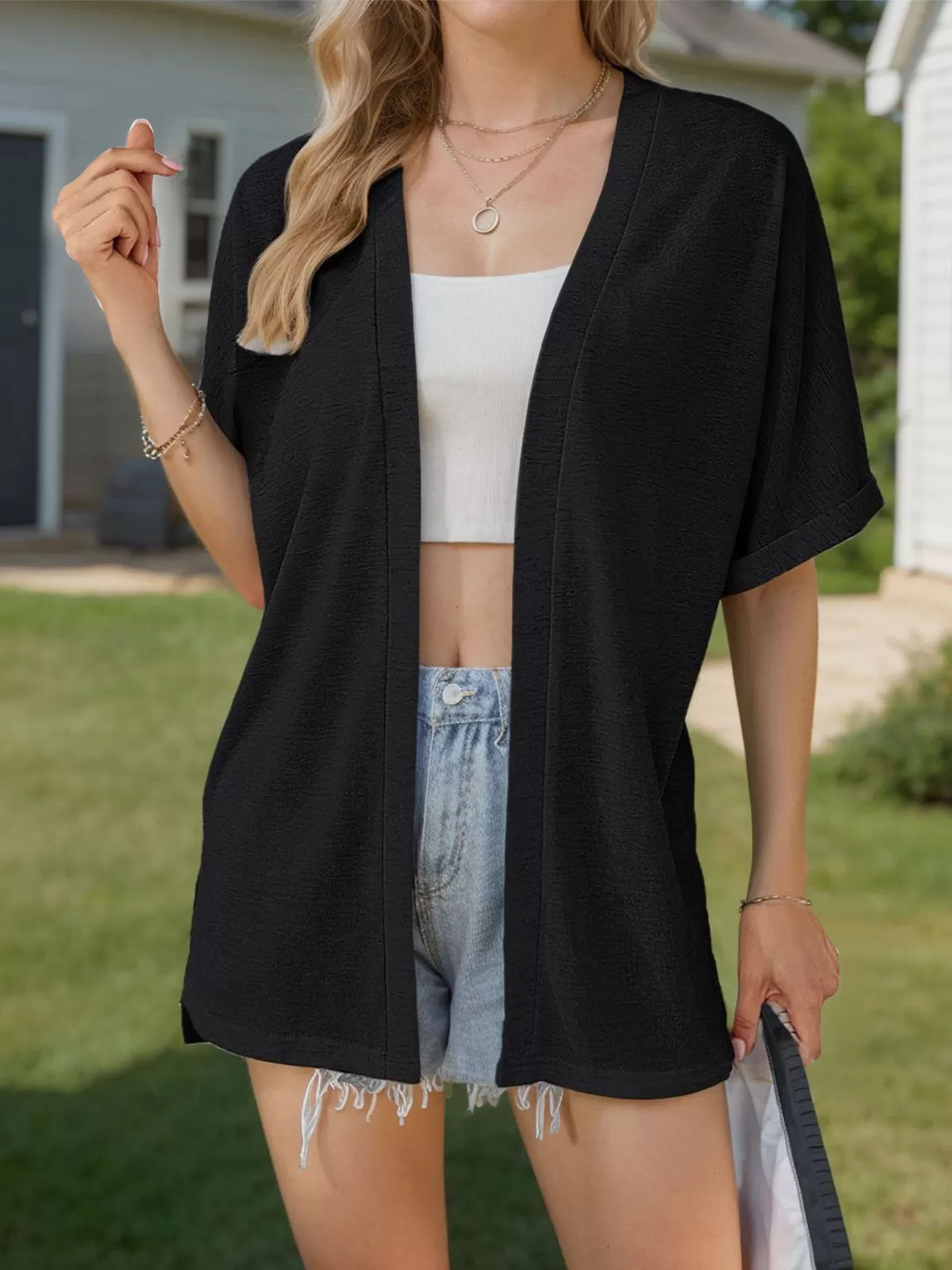 V-neck Short Sleeve Cardigan, 4 of 6