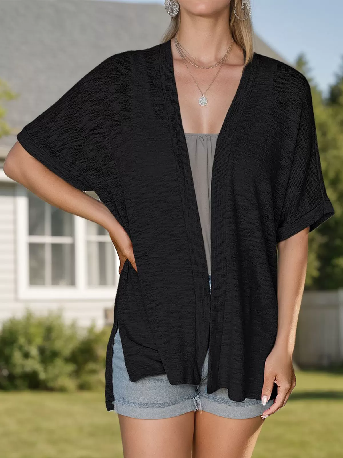 V-neck Short Sleeve Cardigan, 6 of 6