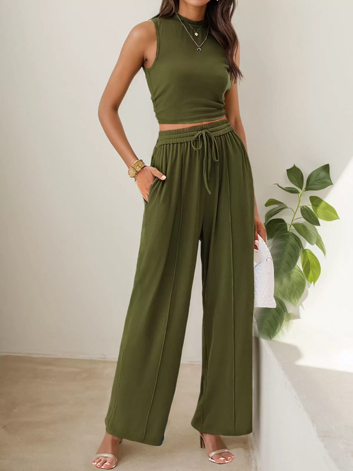 Solid Knitted Tank & Solid Knitted Pants, 3 of 4