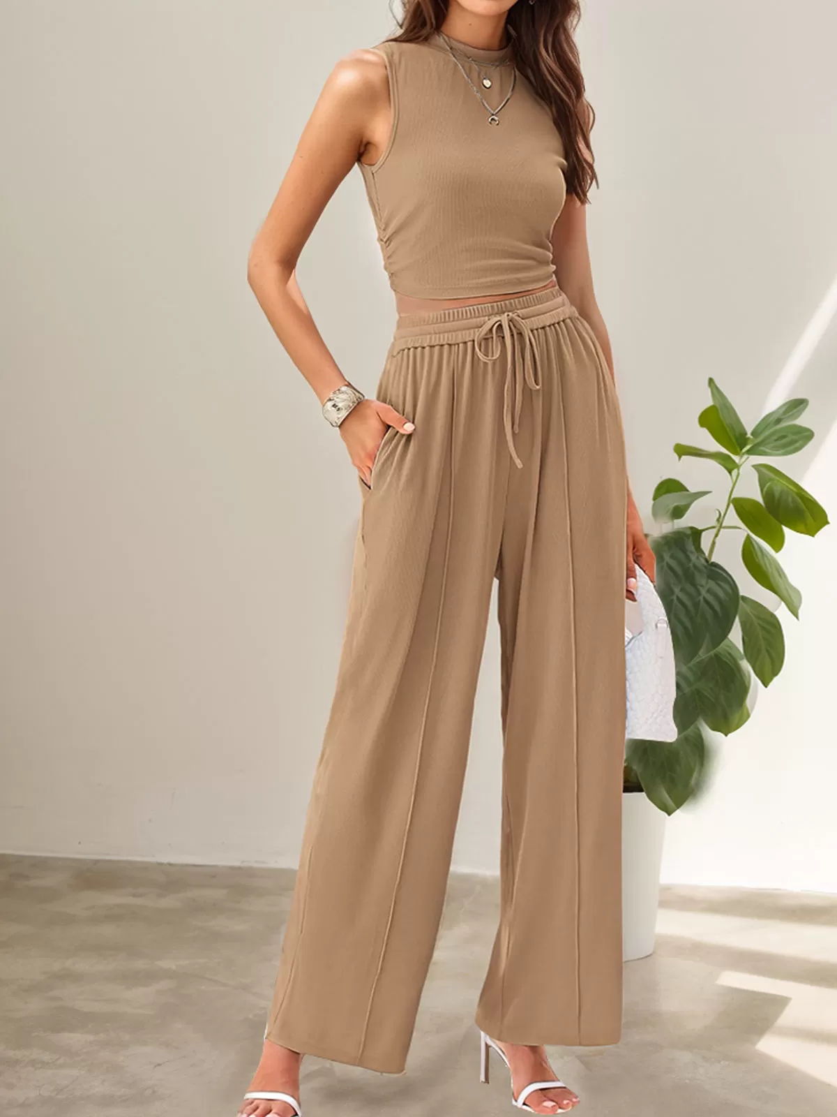 Solid Knitted Tank & Solid Knitted Pants, 3 of 4