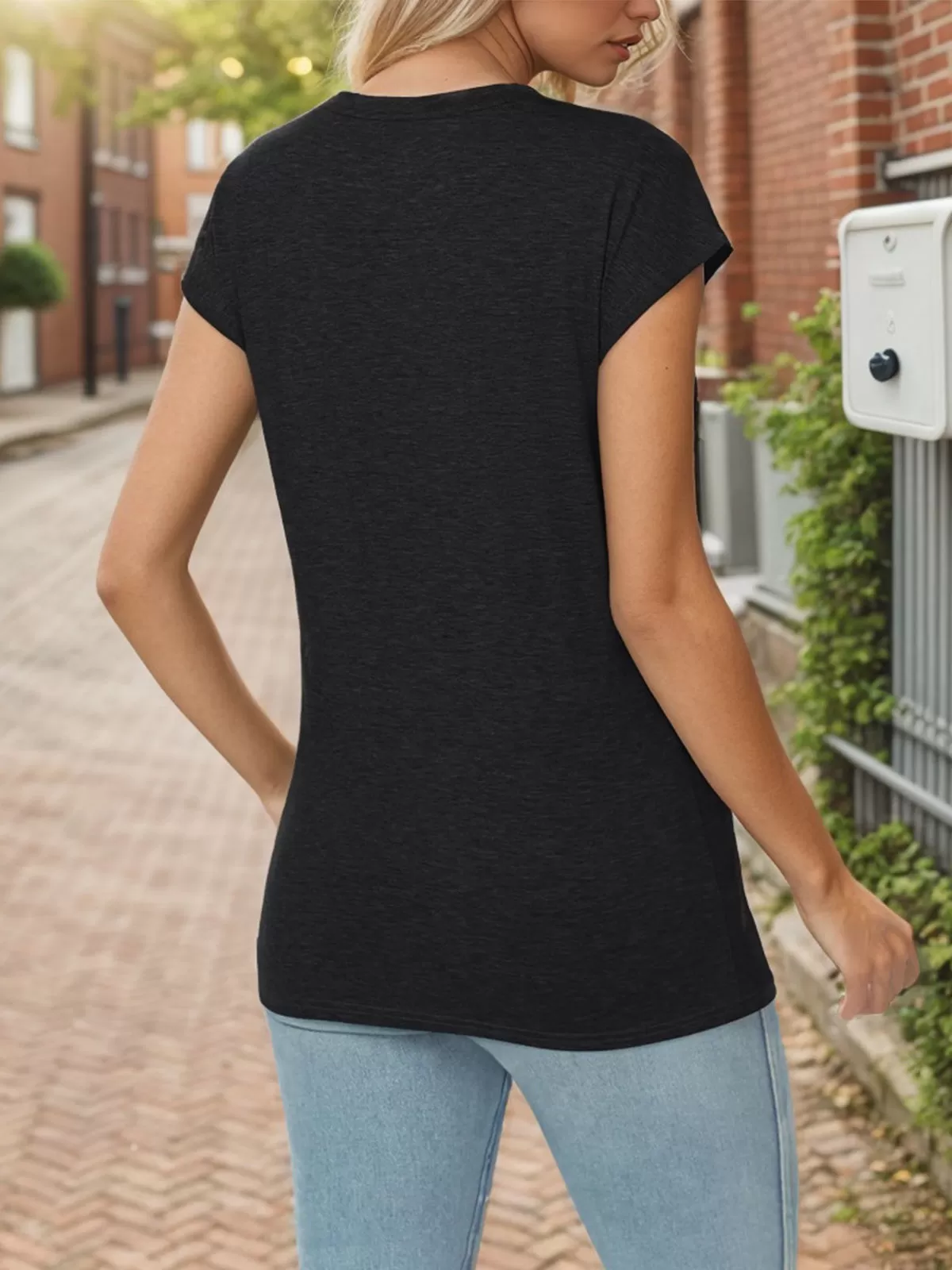 Soft Classic Basic Casual V-neck Short Sleeve T-shirt, 3 of 6