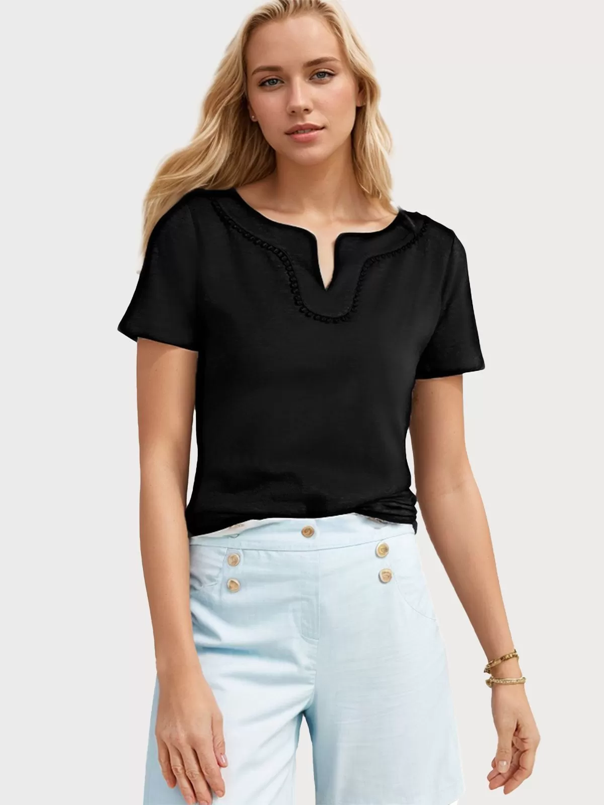 V-neck Short Sleeve T-shirt, 1 of 4