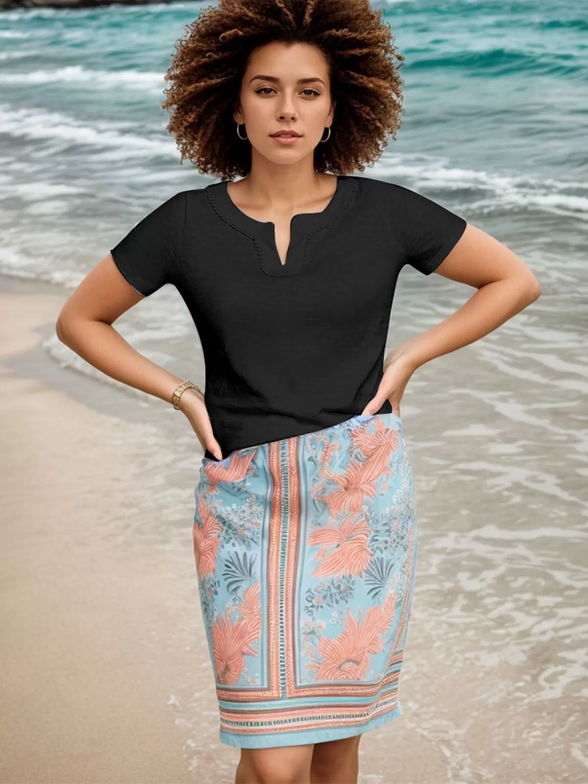 V-neck Short Sleeve T-shirt, 2 of 4