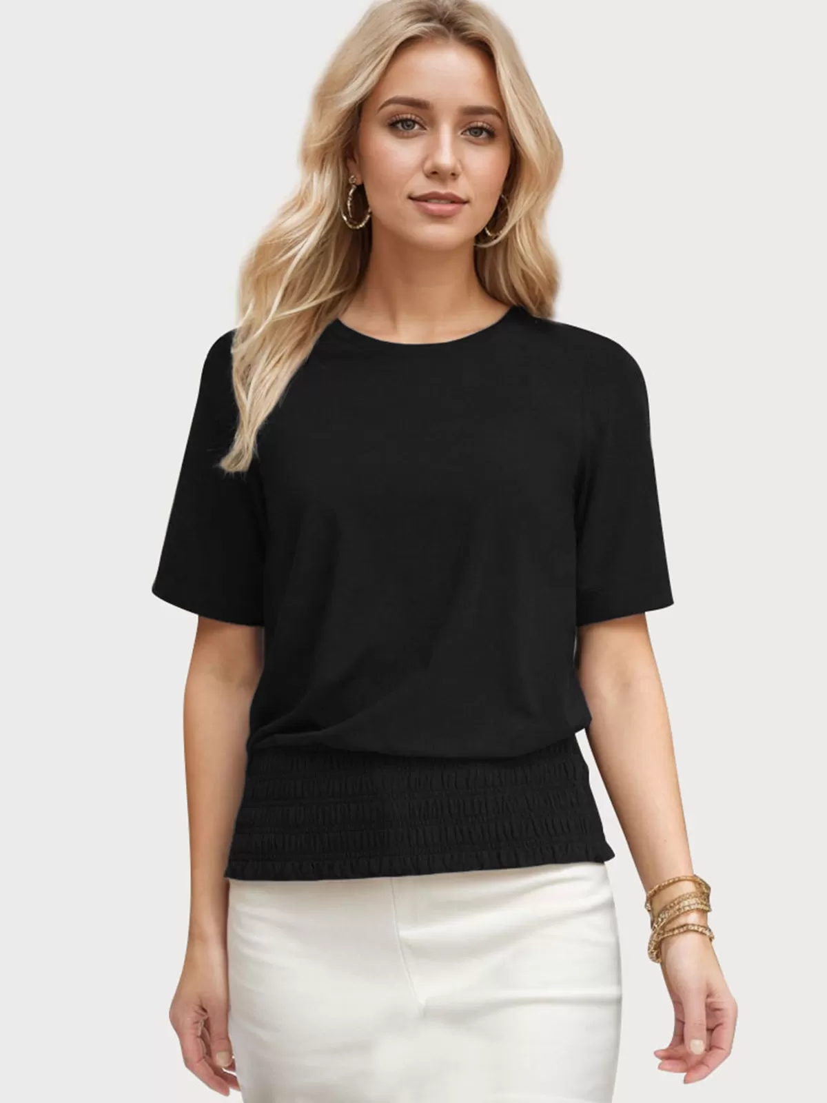 Round Neck Short Sleeve Knit T-shirt, 1 of 5