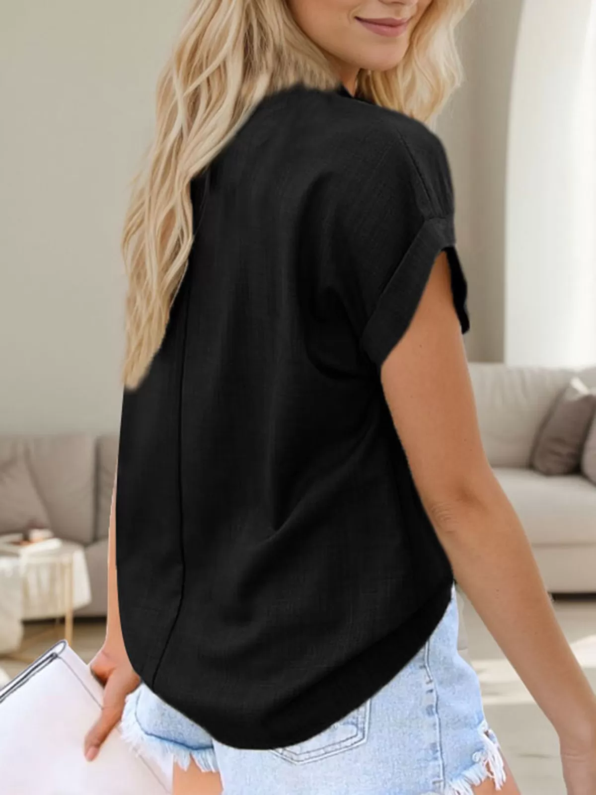 V-neck Short Sleeve Blouse, 3 of 6