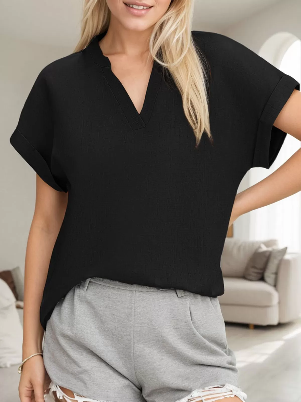 V-neck Short Sleeve Blouse, 5 of 6