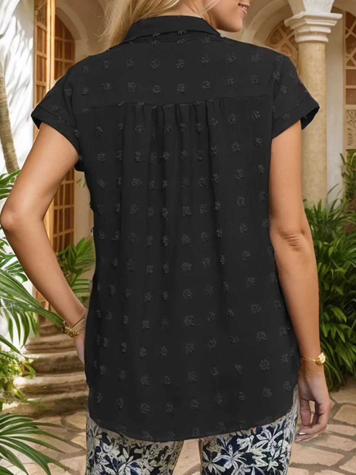 Lapel Button Down Shirt Chiffon Blouse, 3 of 5