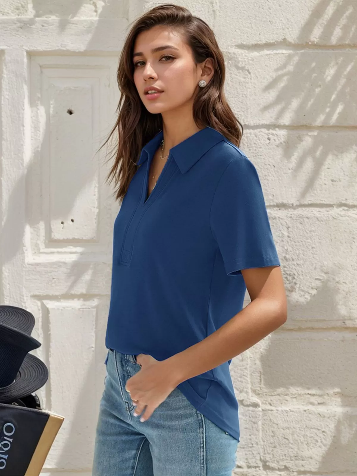 Lapel V-neck Polo Shirts Collared T-shirt, 2 of 6