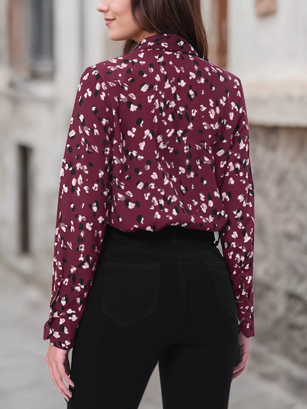 Leopard Lapel Long Sleeve Blouse, 2 of 6