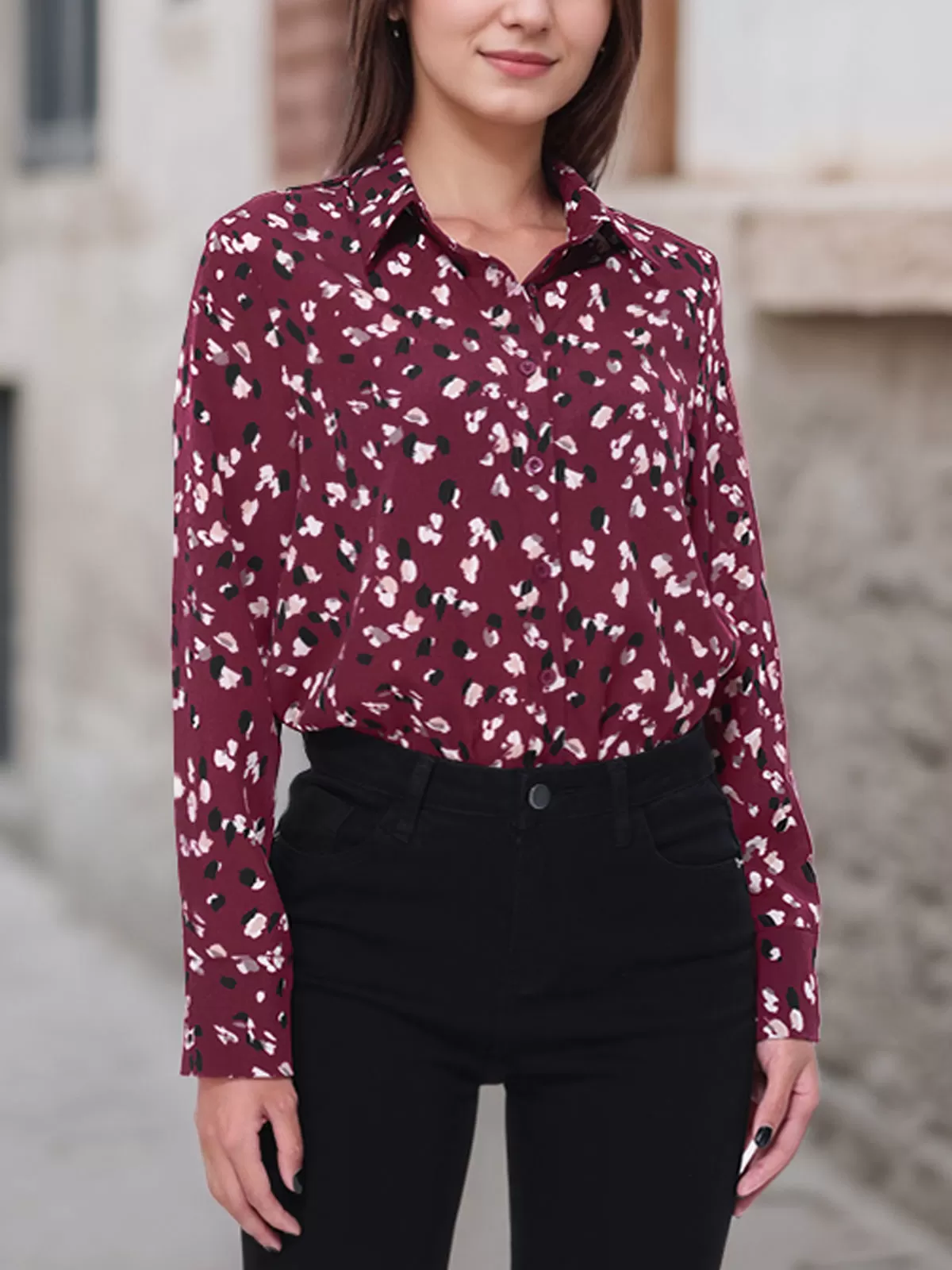 Leopard Lapel Long Sleeve Blouse, 4 of 6