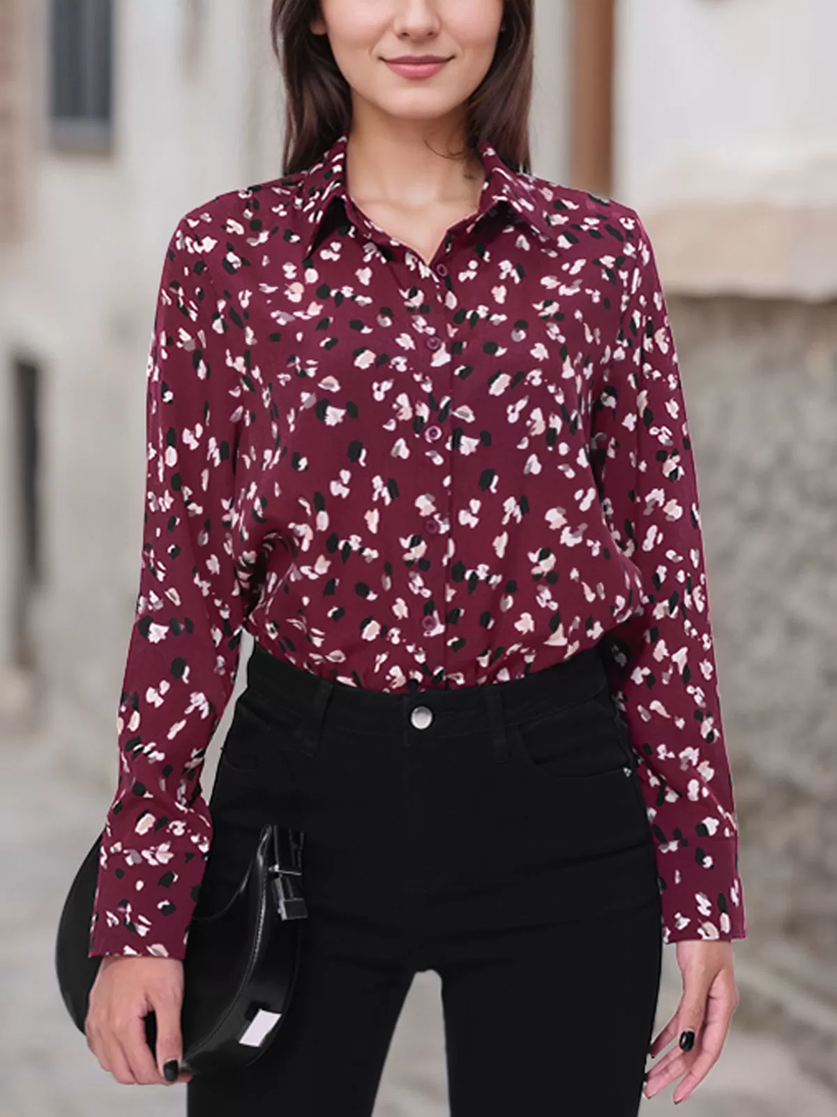 Leopard Lapel Long Sleeve Blouse, 6 of 6
