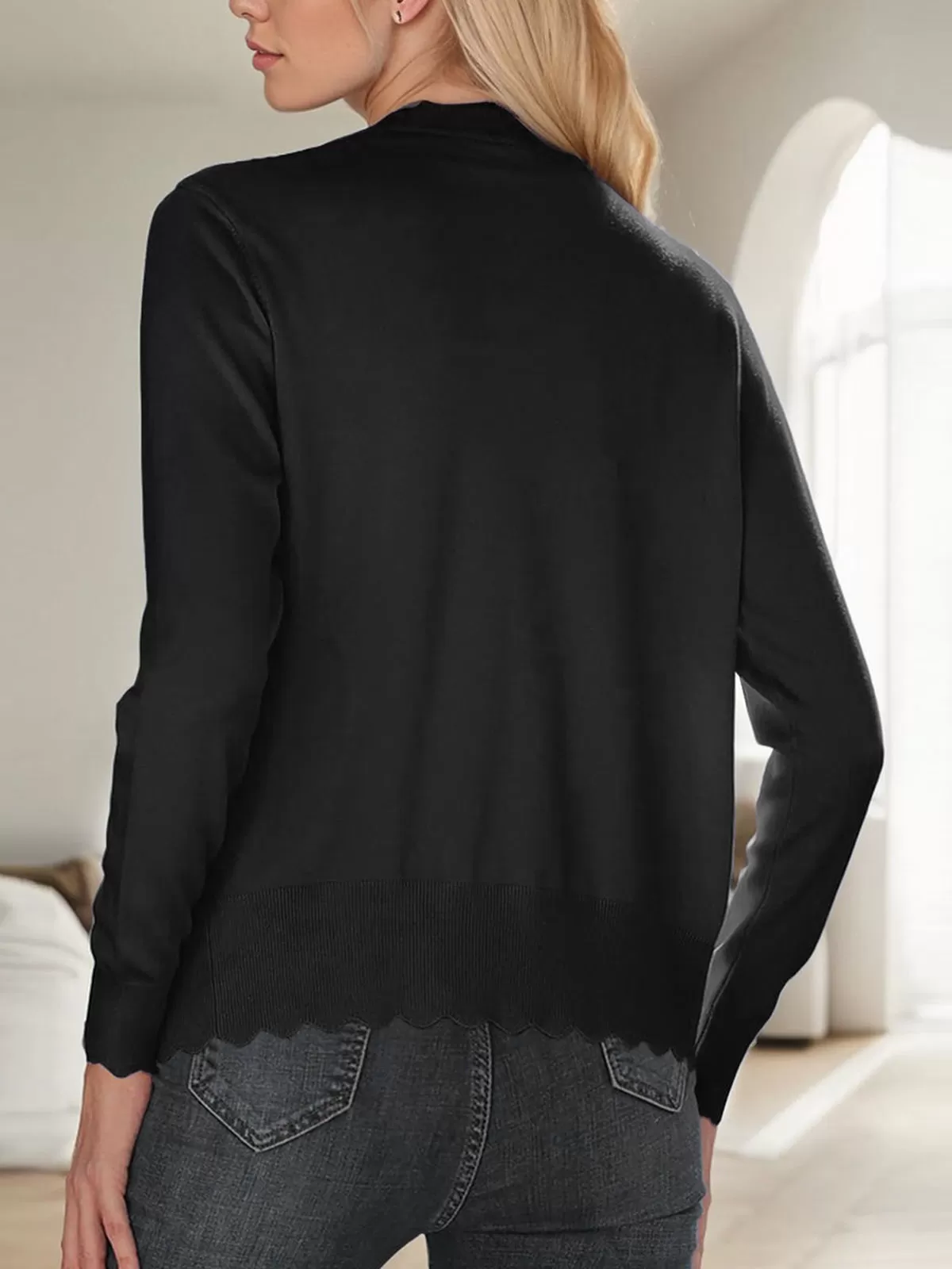 V-neck Long Sleeve Woolen Cardigan, 2 of 5