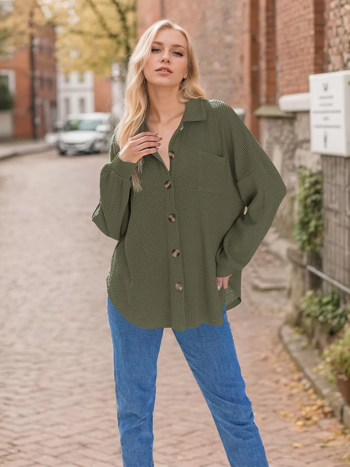 Lapel Long Sleeve Knit Blouse, 2 of 5