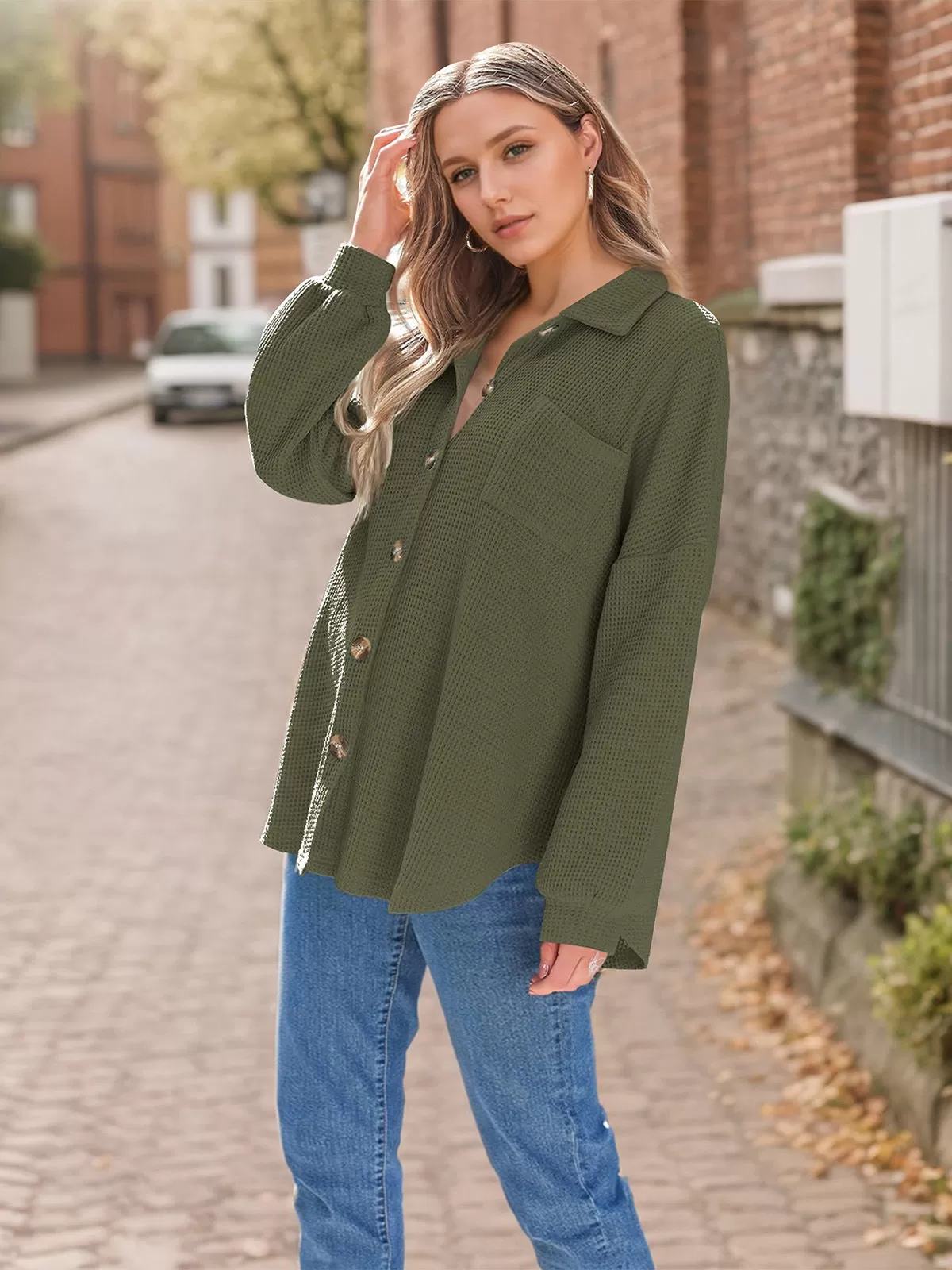 Lapel Long Sleeve Knit Blouse, 3 of 5