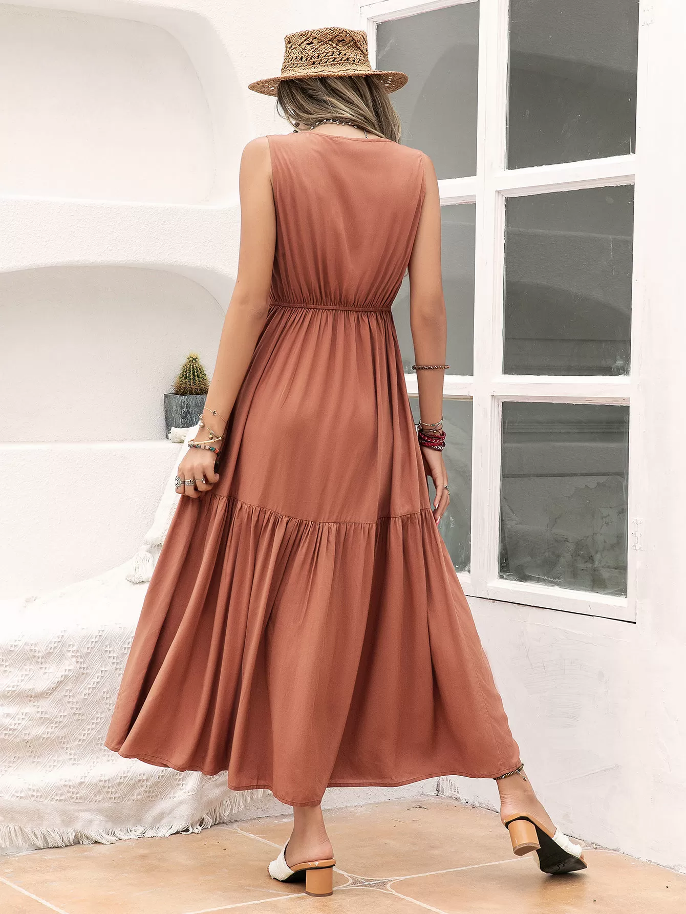 Solid Embroidery V-neck Fit And Flare Dress, 11 of 11