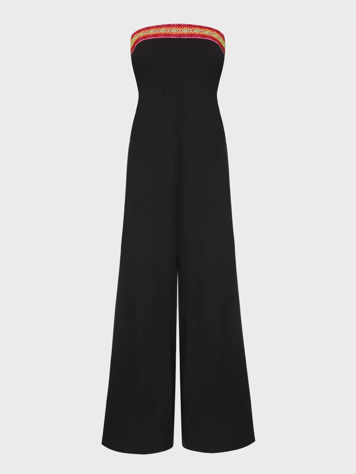 Patchwork Embroidery Strapless Medium Rise Jumpsuit, 8 of 10