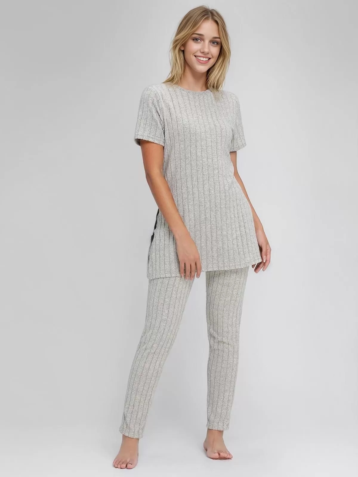 Solid Round Neck Top & Solid Pants, 5 of 5