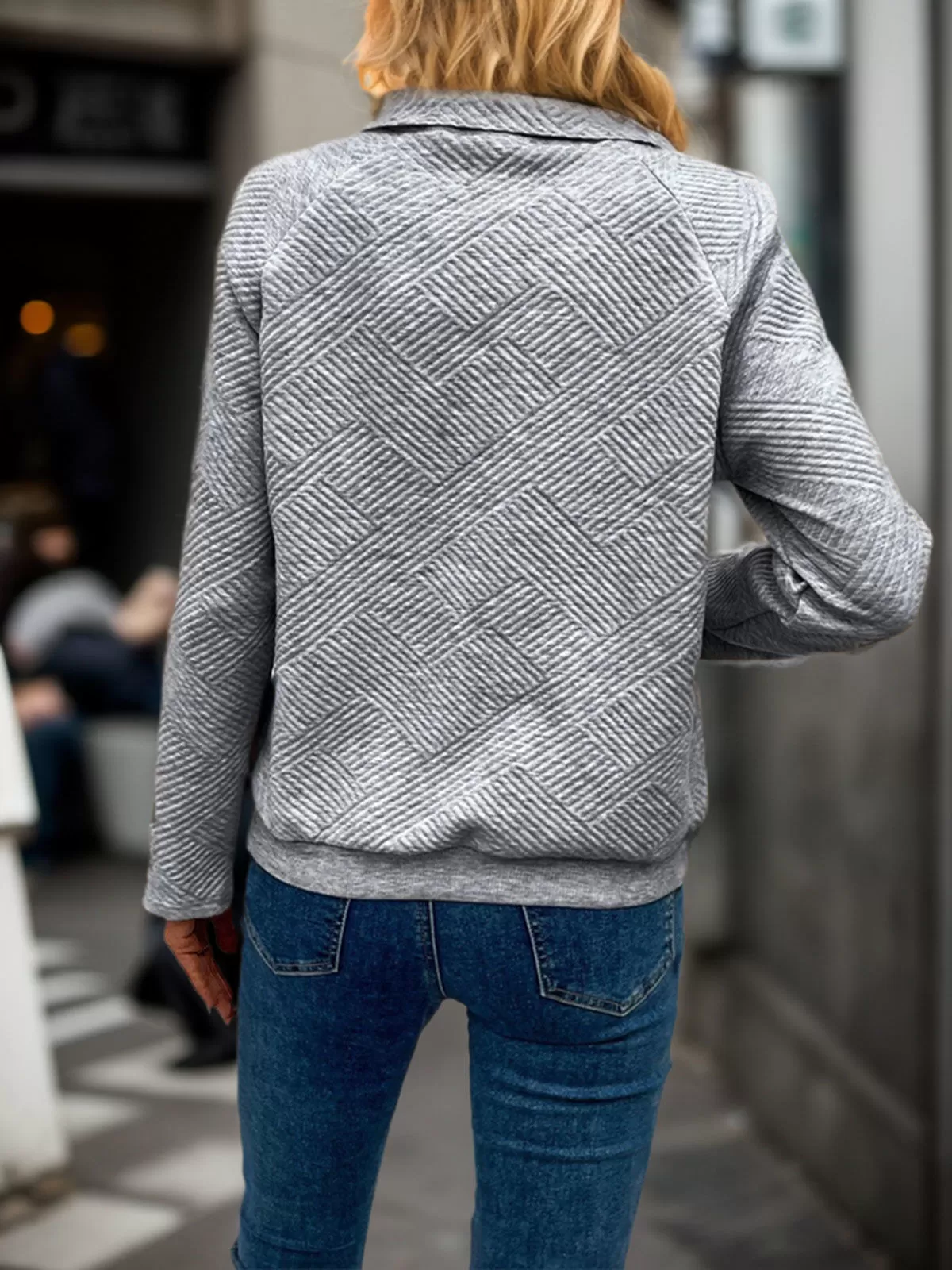 Solid Metal Button High Neck Mock Sweatshirt, 2 of 6