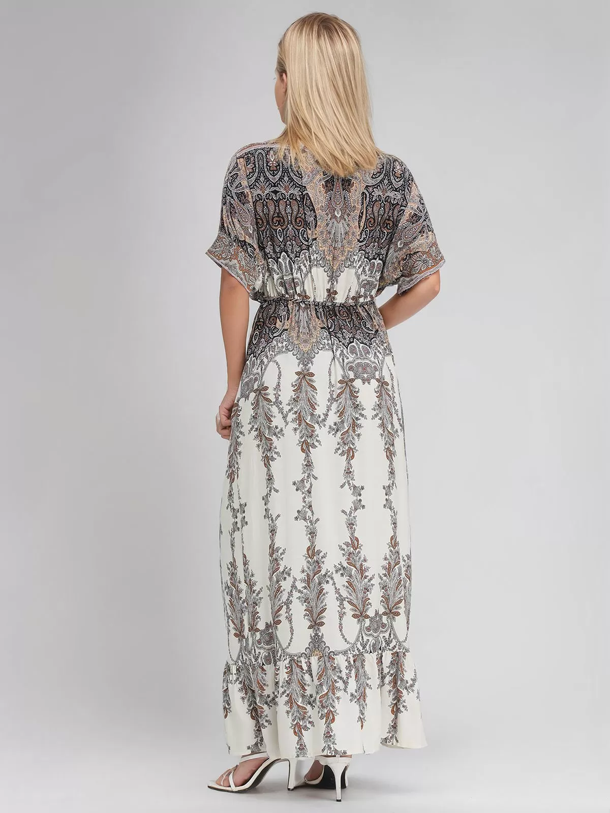 Bohemian Belt V-neck Batwing A-line Dress, 5 of 5