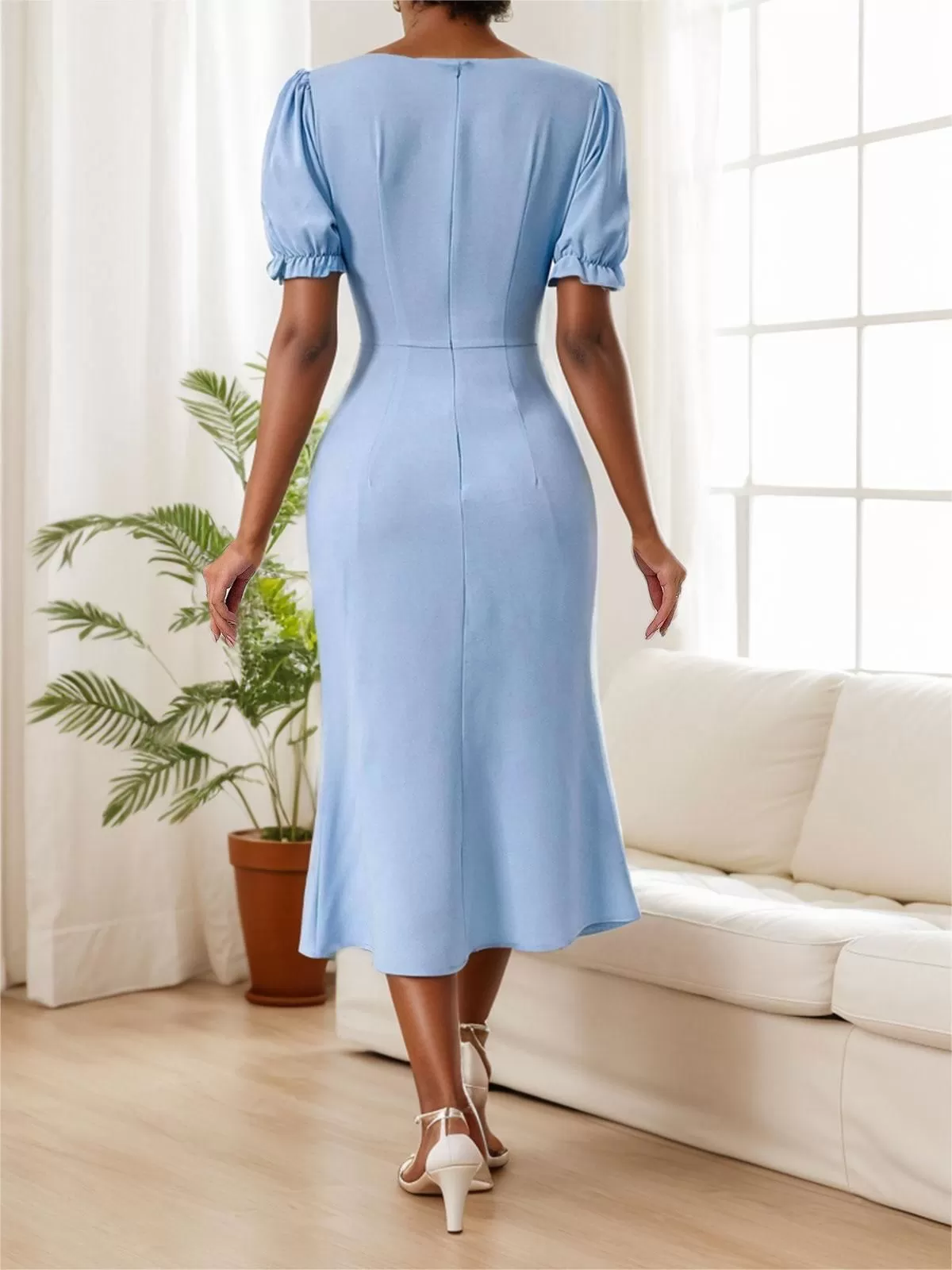 Solid Sweetheart Lantern Bodycon Dress, 2 of 4