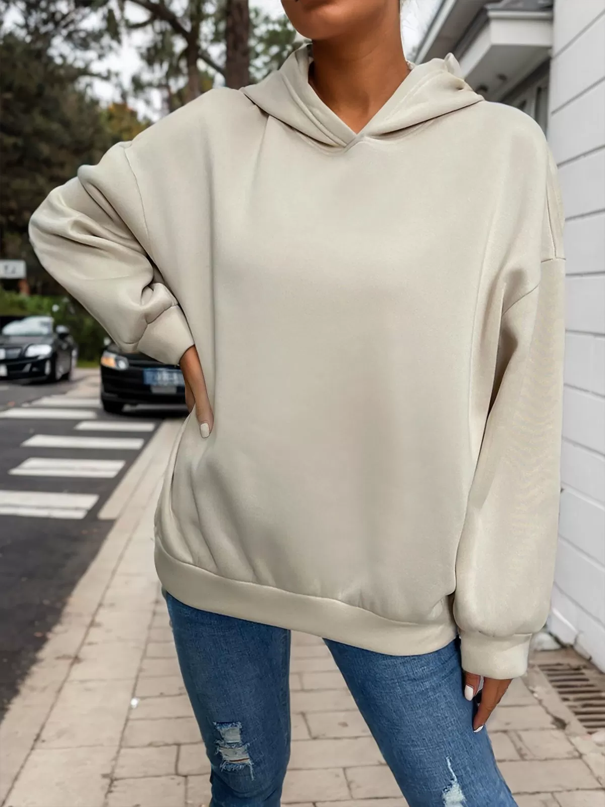 Slogan Graphic Hooded Drop Shoulder Sweatshirt, 2 of 6