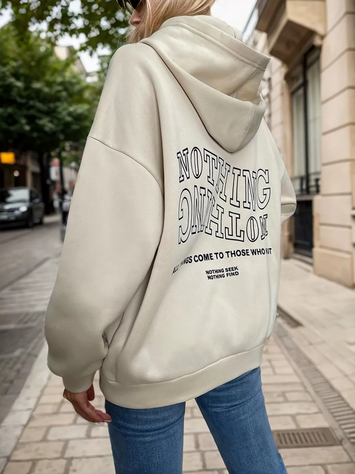 Slogan Graphic Hooded Drop Shoulder Sweatshirt, 3 of 6