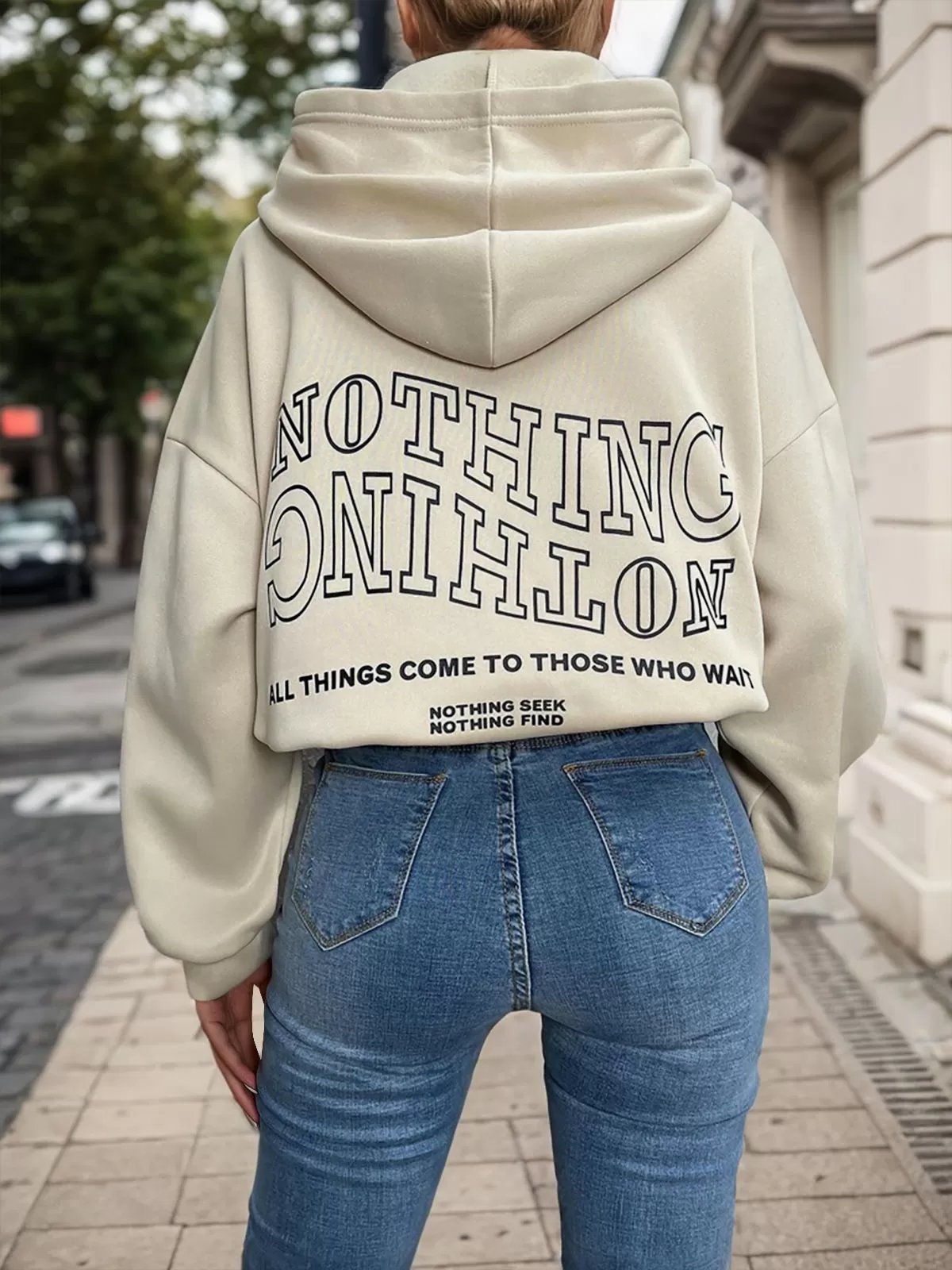 Slogan Graphic Hooded Drop Shoulder Sweatshirt, 4 of 6