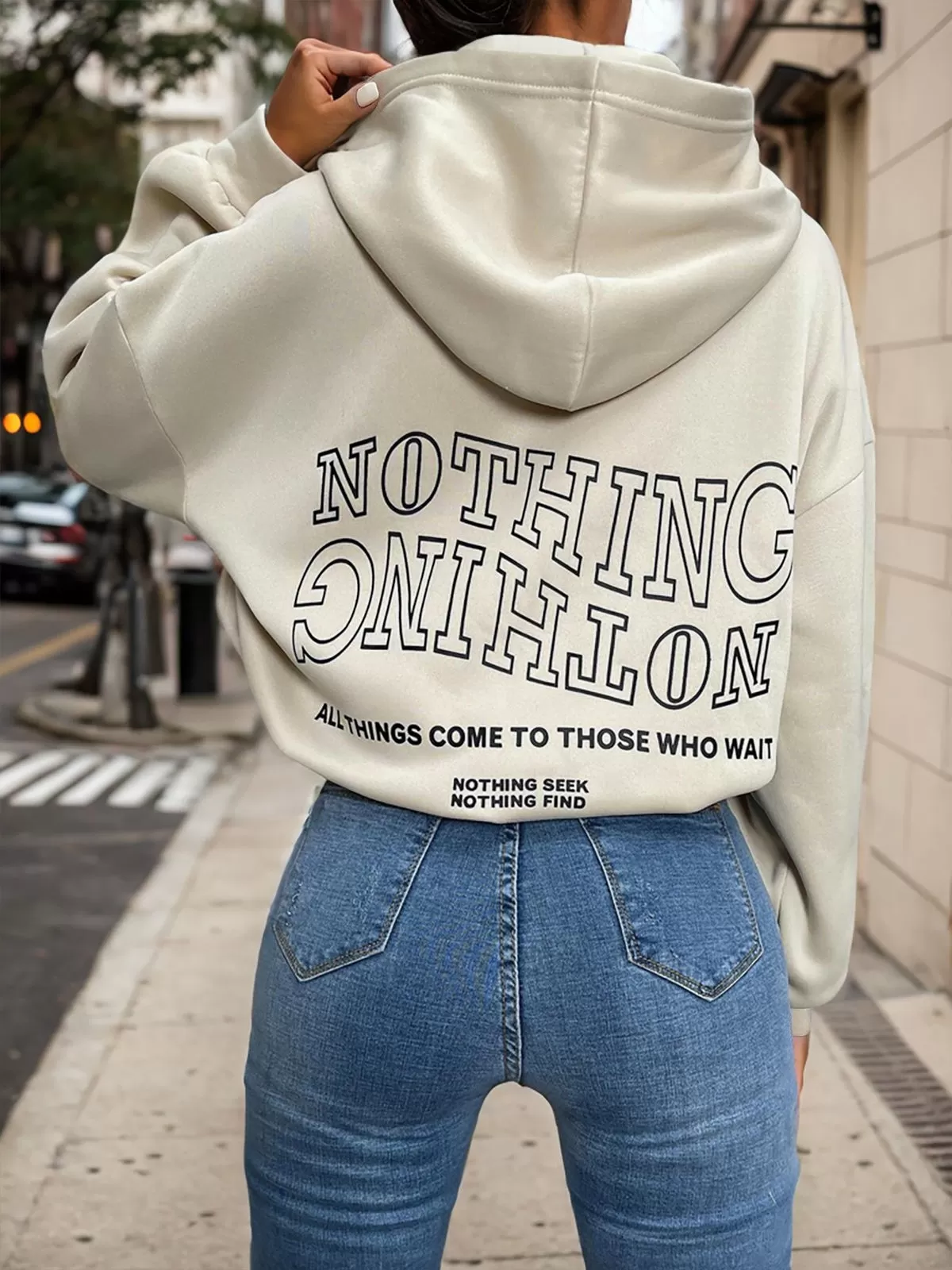 Slogan Graphic Hooded Drop Shoulder Sweatshirt, 6 of 6