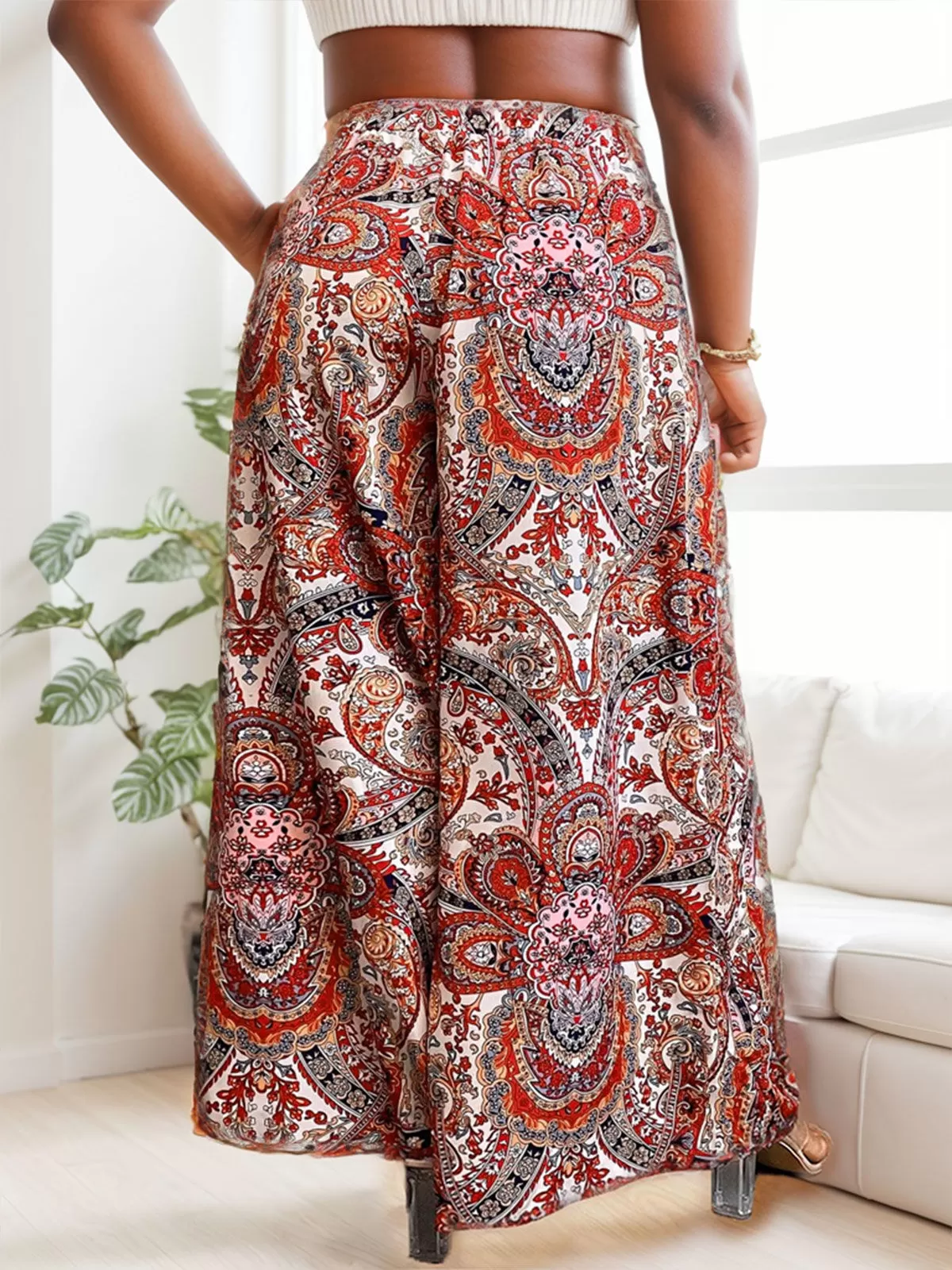 Plus Size All Over Print Medium Rise Pants, 2 of 5
