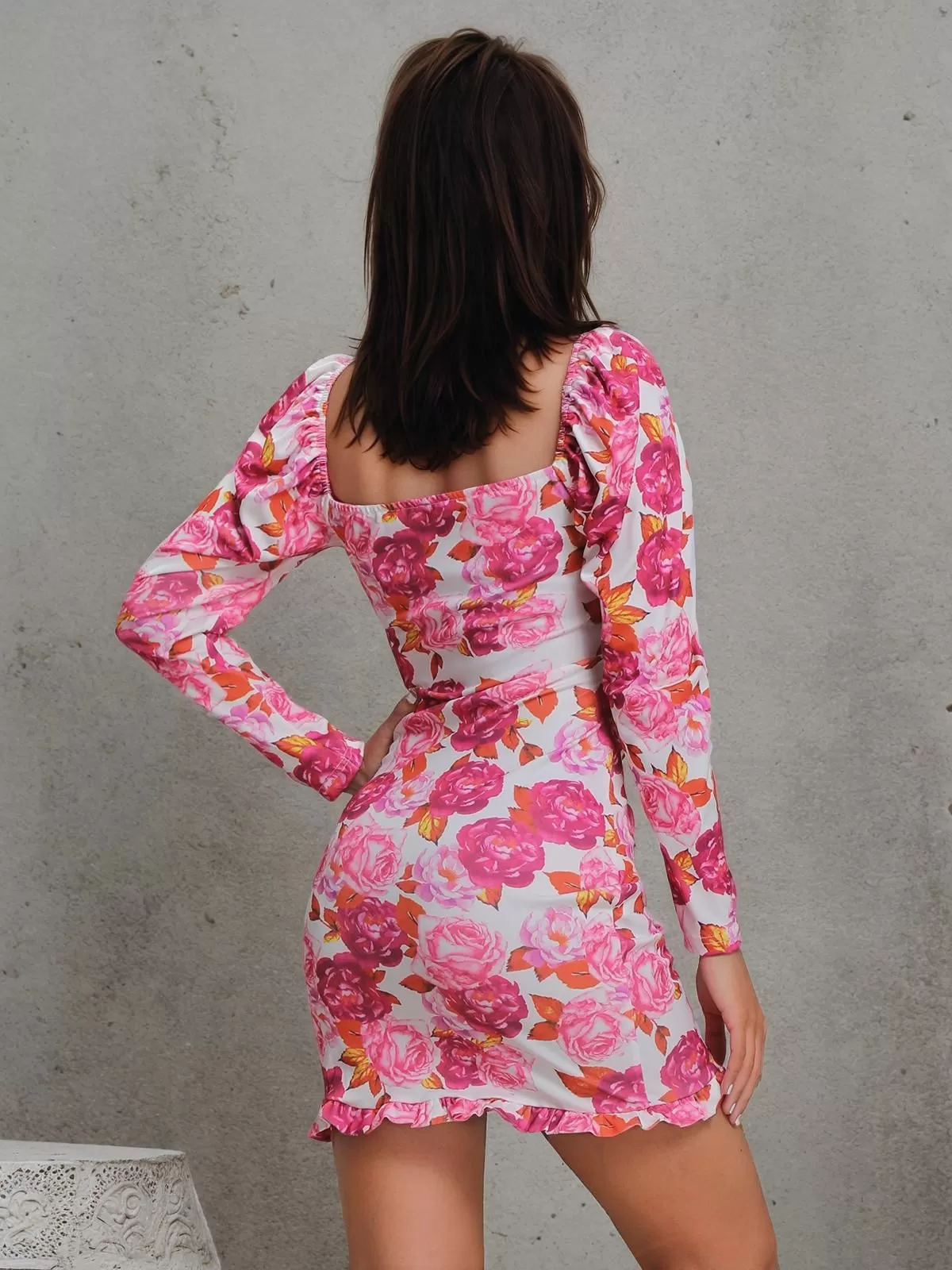 Rose Ruffles Square Neck Wrap Dress, 2 of 5