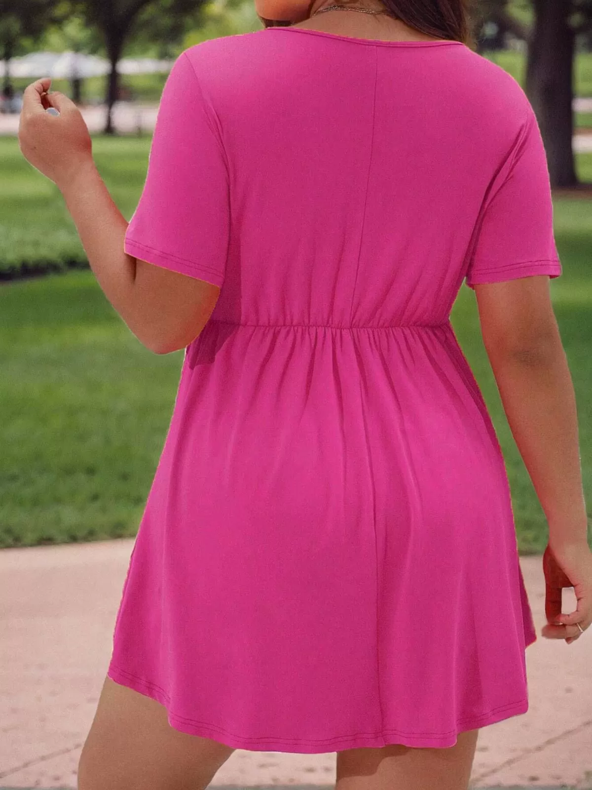 Plus Size Solid Button Square Neck T-shirt, 2 of 4