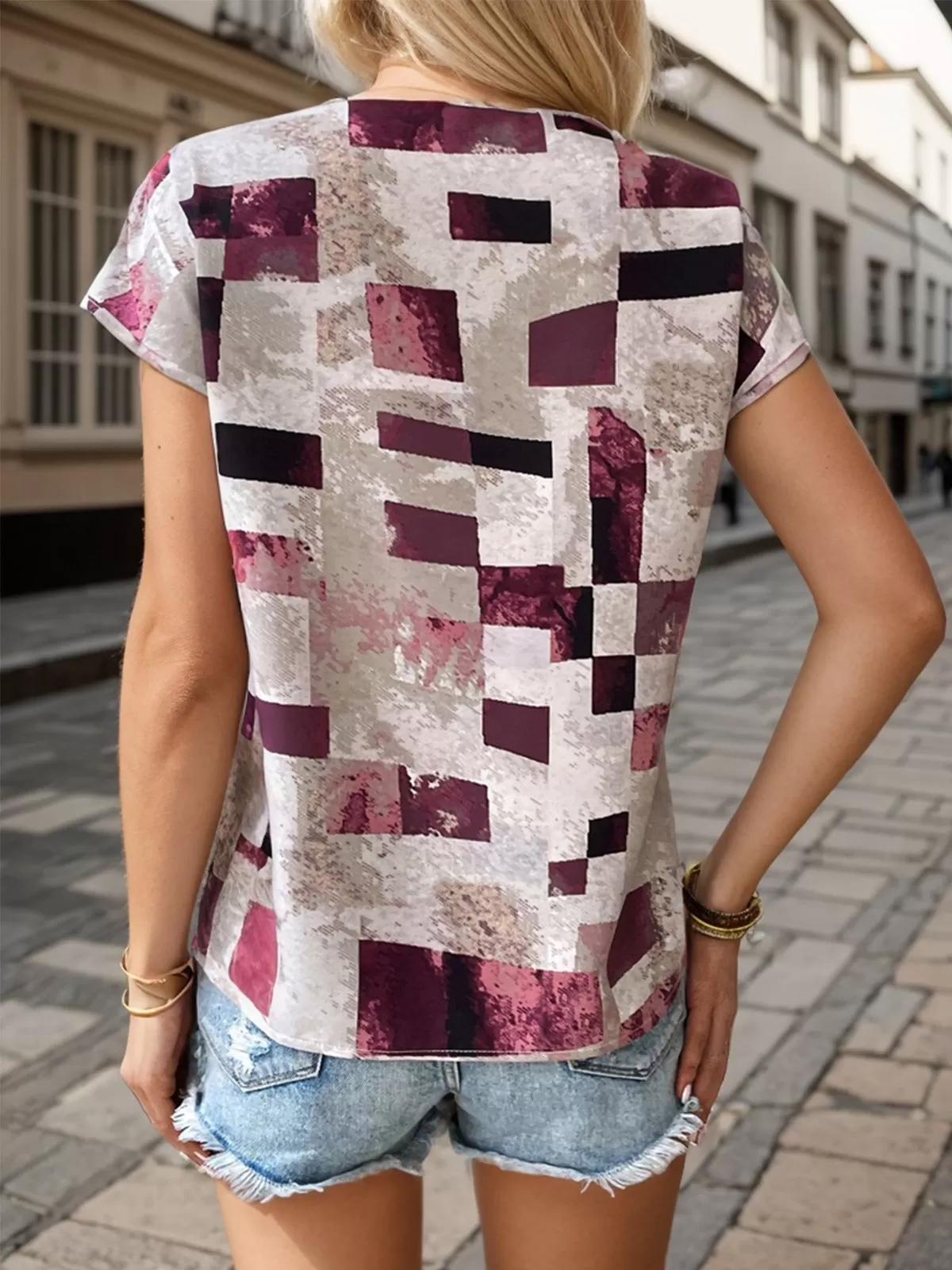 Geometric Round Neck Blouse, 2 of 5