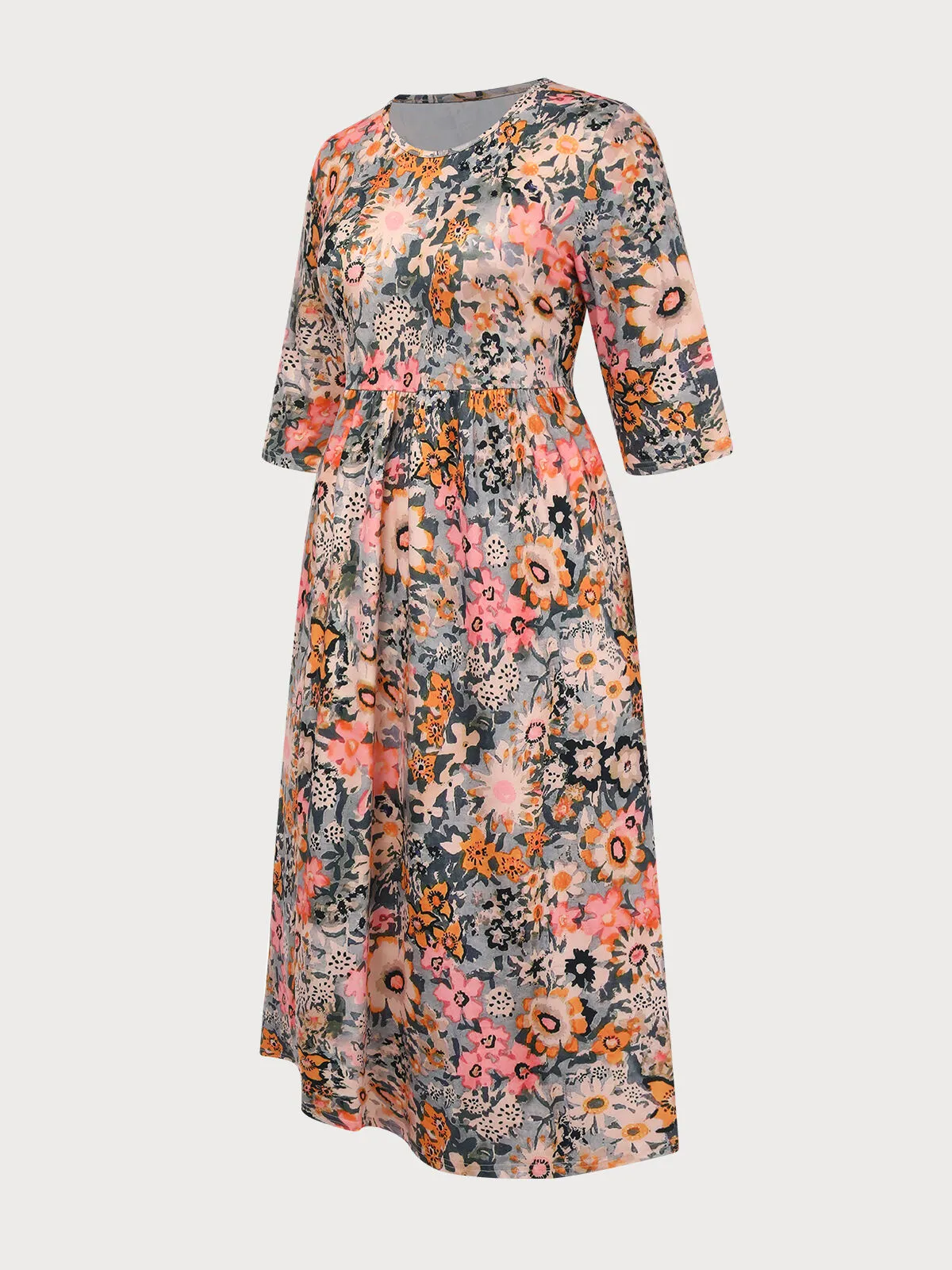 Plus Size Graphic Round Neck Regular Sleeve A-line Dress, 2 of 6